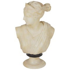 Early 1900s Italian Marble Bust of a Greek Goddess Diana