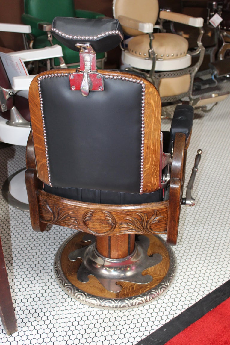Early 1900s Koken Oak Barber Chair For Sale at 1stdibs