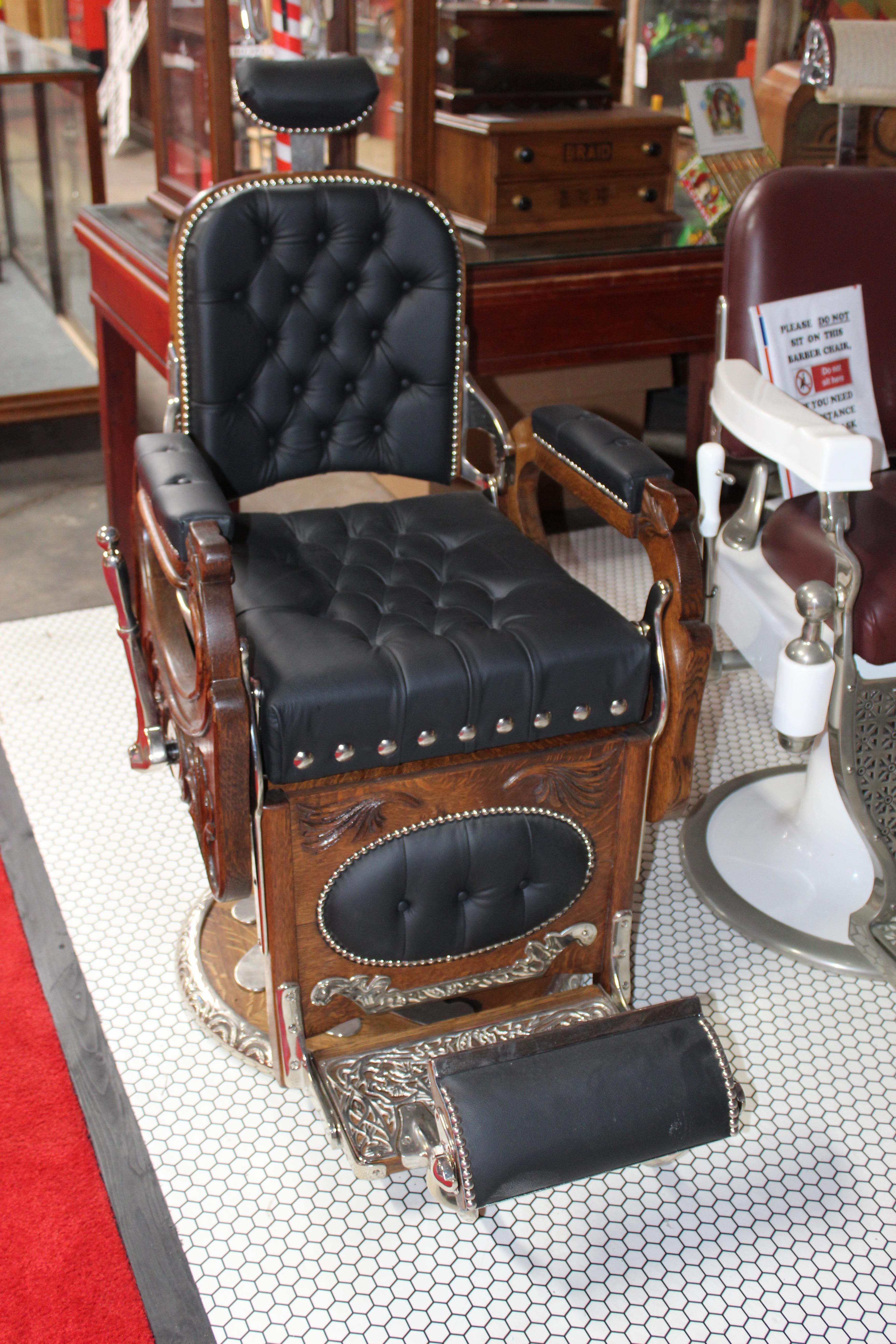Metal Early 1900s Koken Oak Barber Chair For Sale
