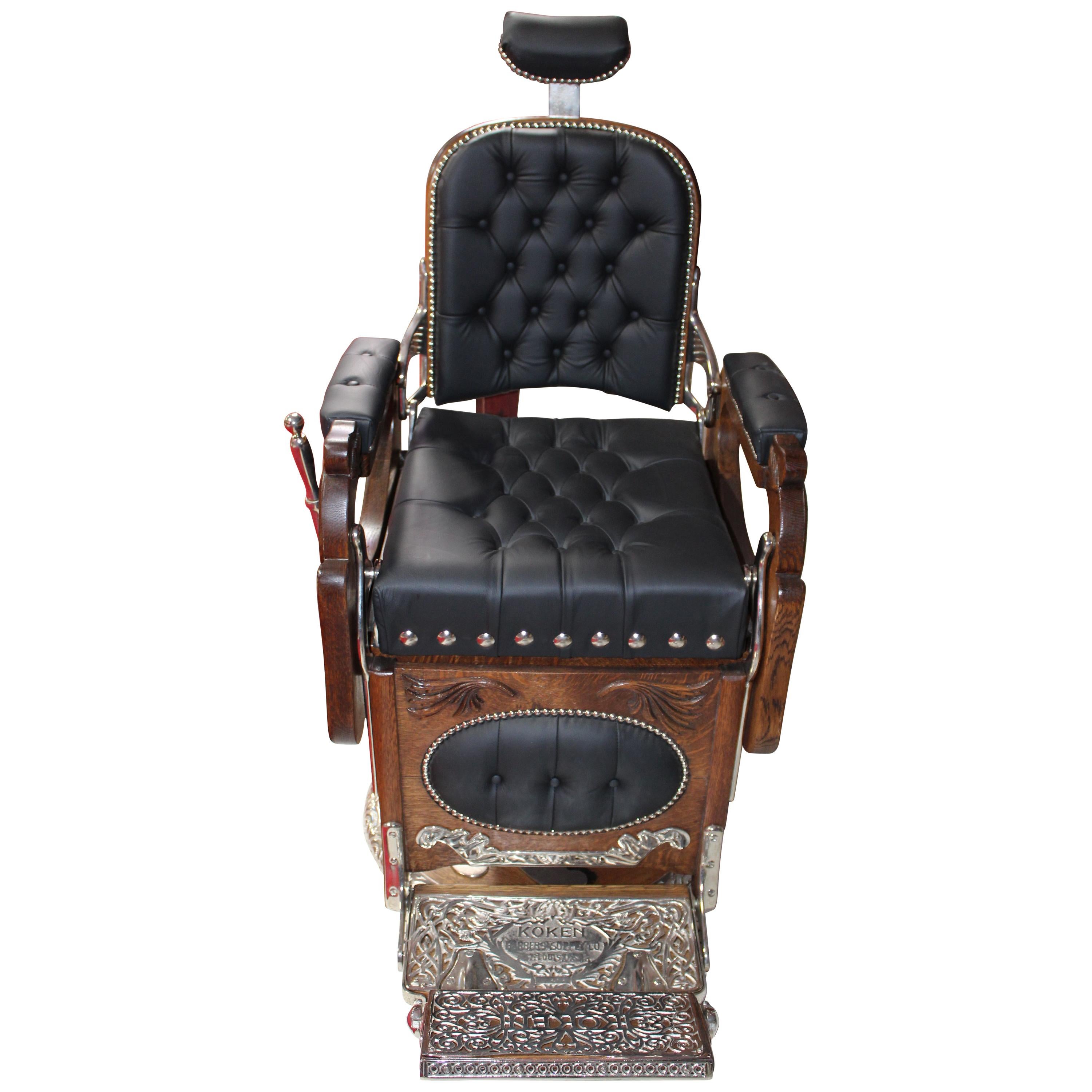 Early 1900s Koken Oak Barber Chair For Sale