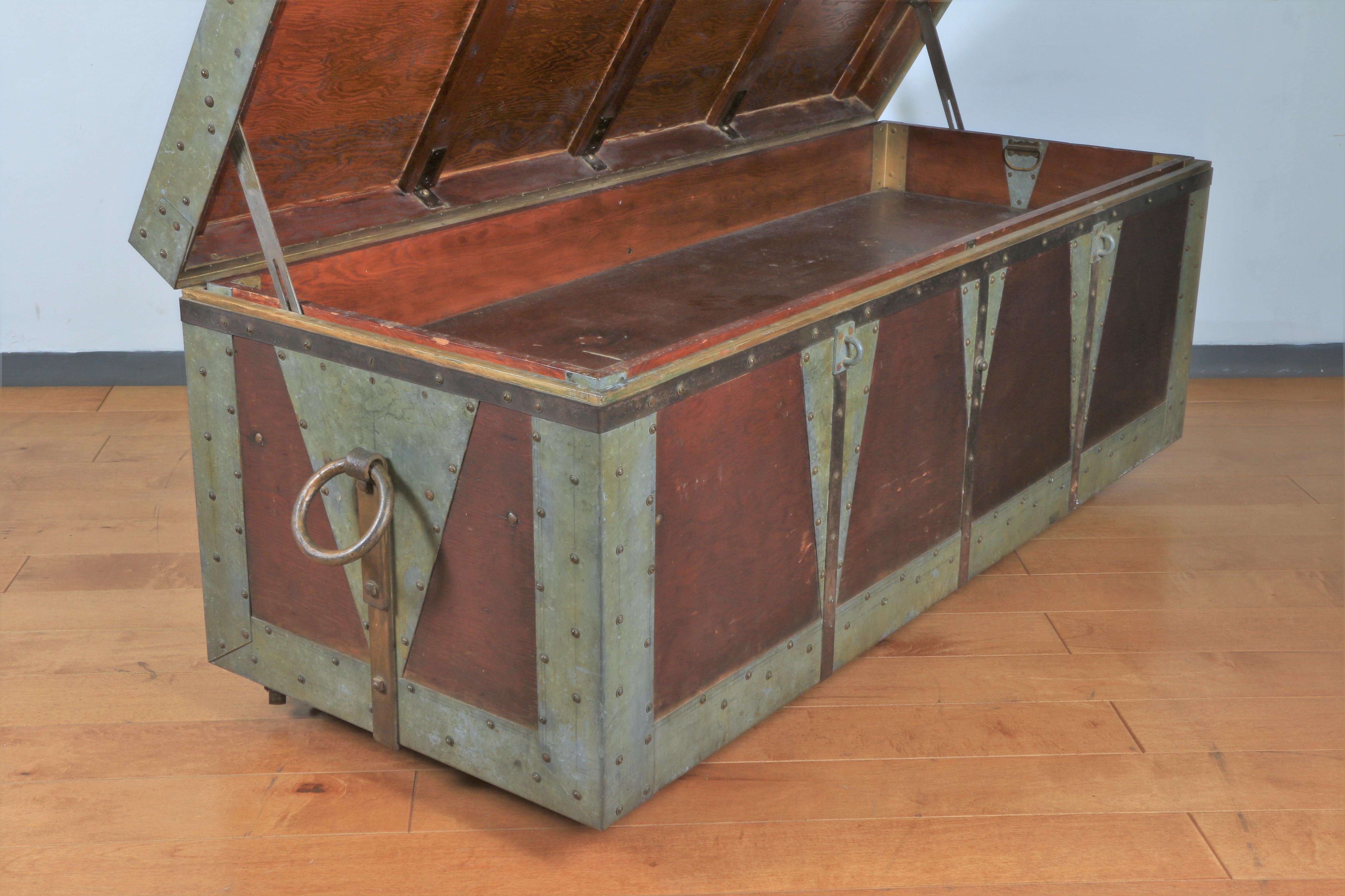 Early 1900's Large Industrial Chest In Distressed Condition For Sale In North Hollywood, CA