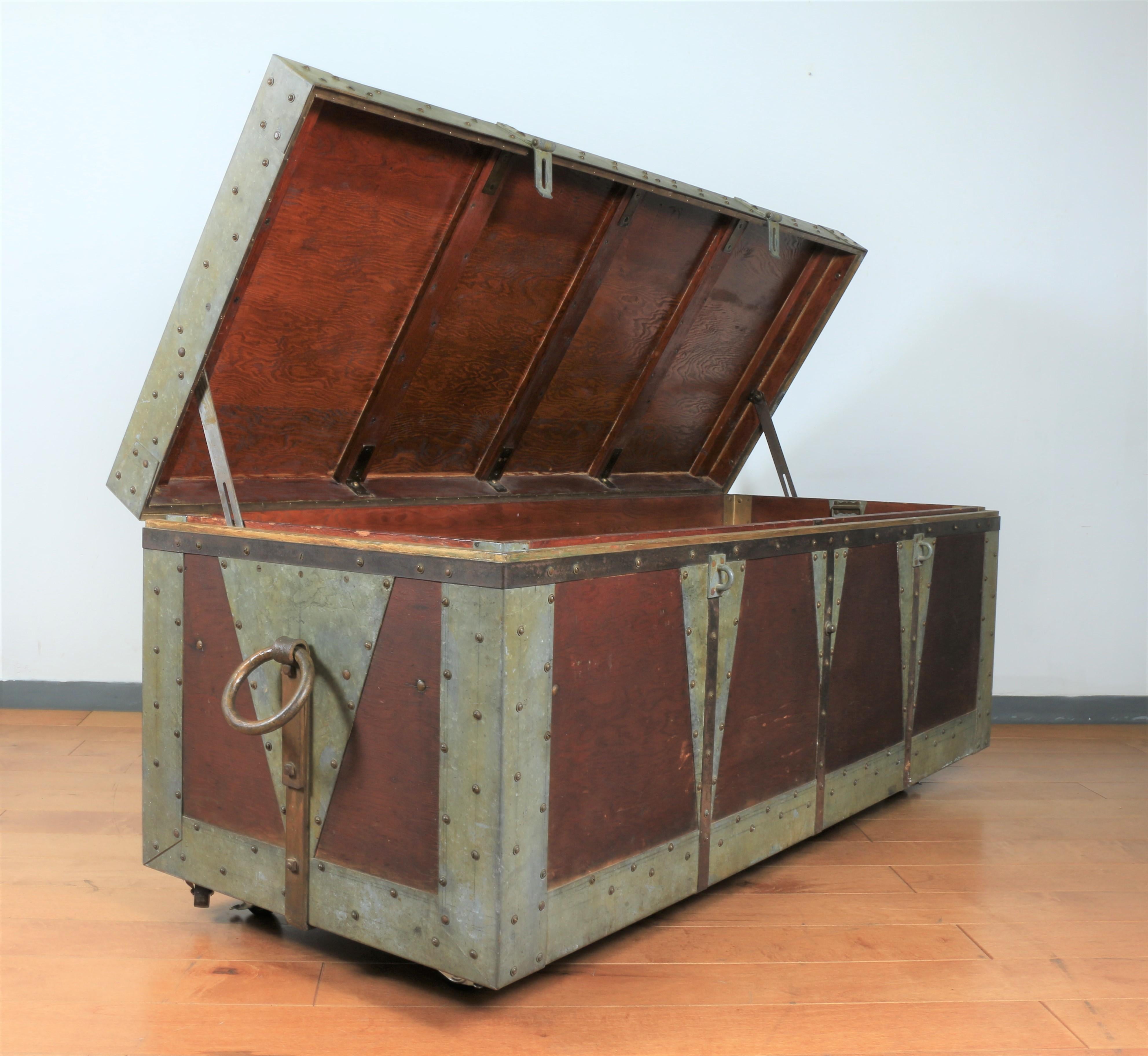 Wood Early 1900's Large Industrial Chest For Sale