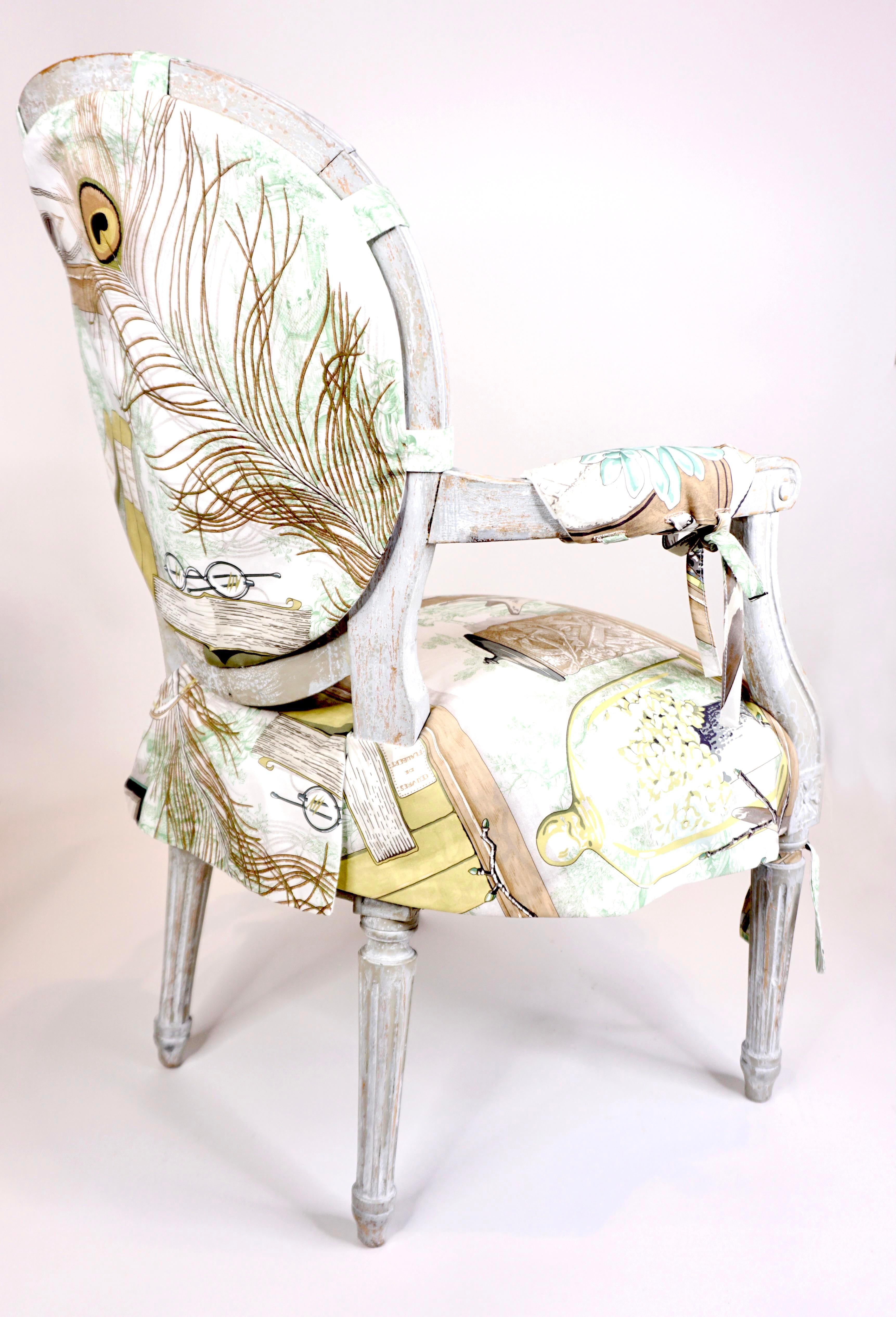 Wood Early 1900's Louis XIV Style Chairs, Slipcovered in Manuel Canovas Fabric For Sale