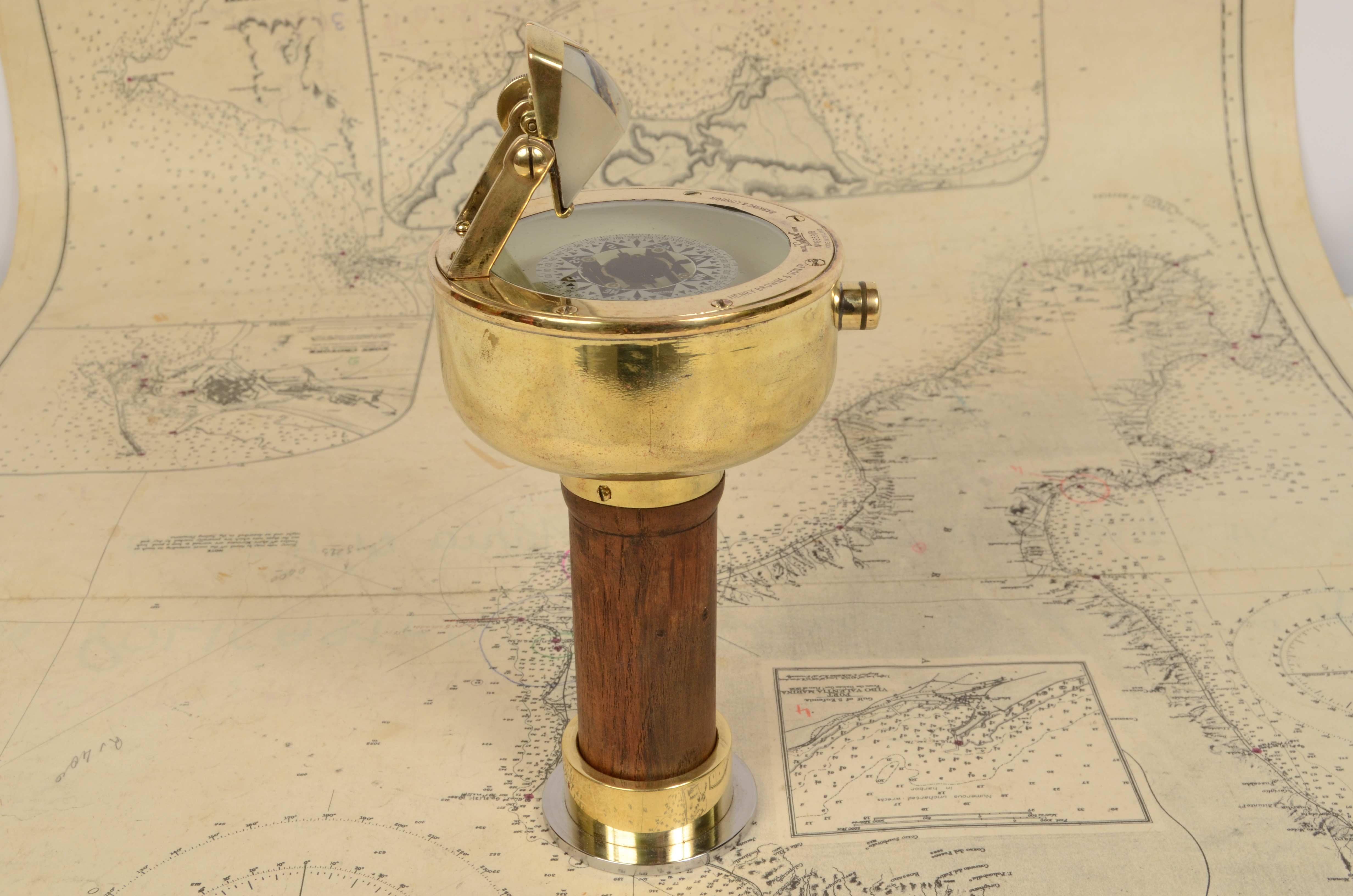 Early 1900s Magnetic Compass Signed Henry Browne & Son Antique Navigation Device 2
