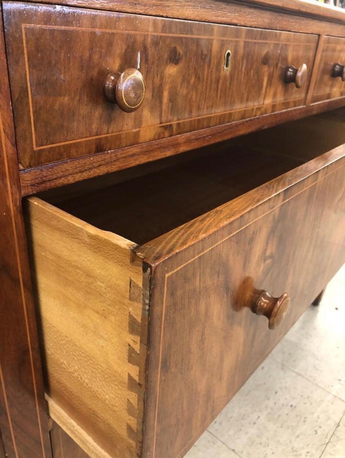 Early 1900s Mahogany Burlwood Hepplewhite Dresser  1