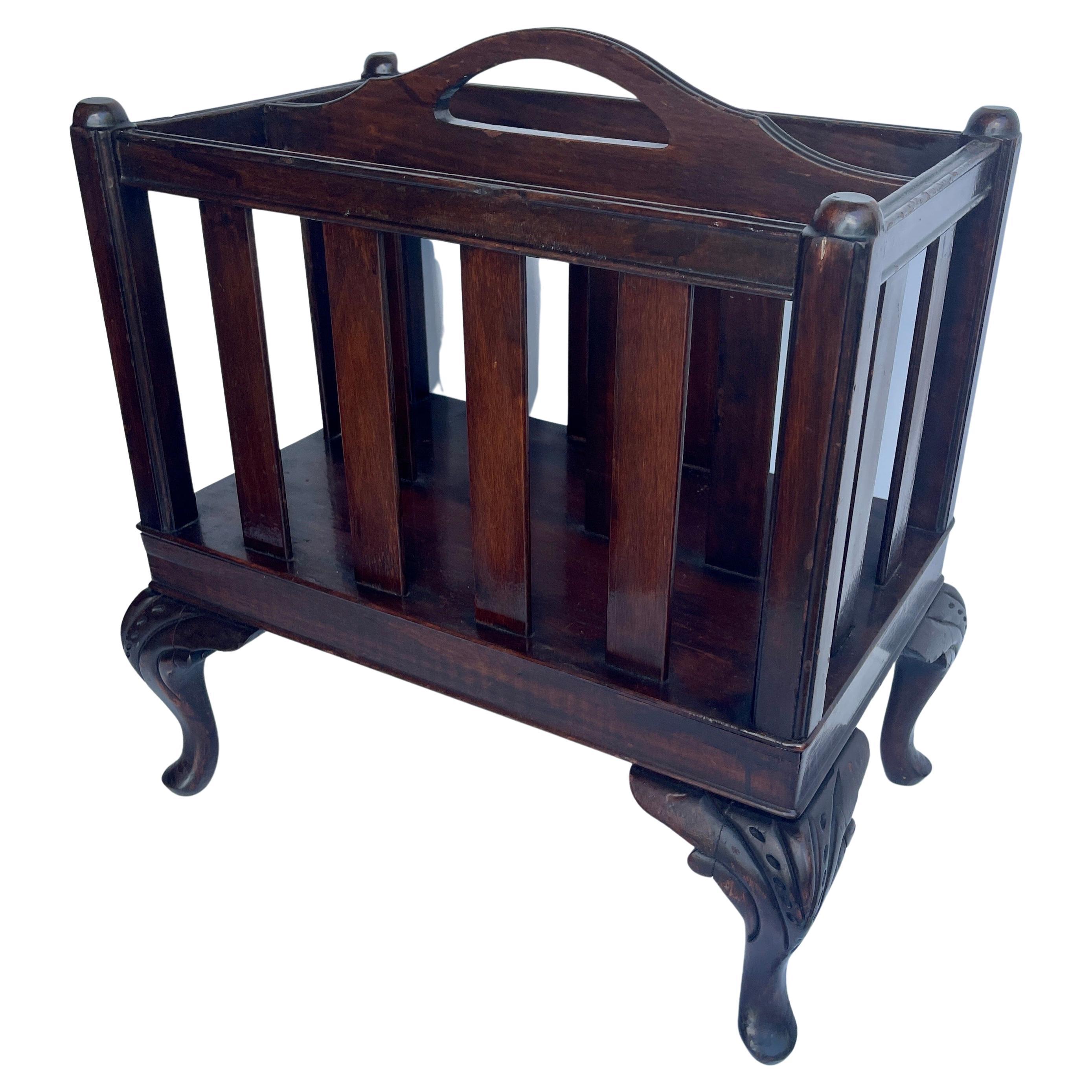 Early 1900's Mahogany Regency Style Magazine Rack For Sale 4