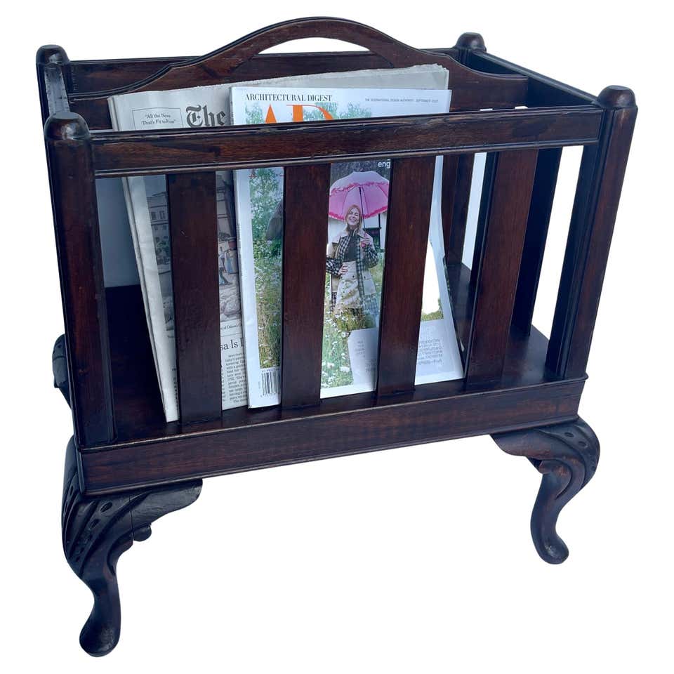 Red Painted Wrought Iron Magazine Rack,
