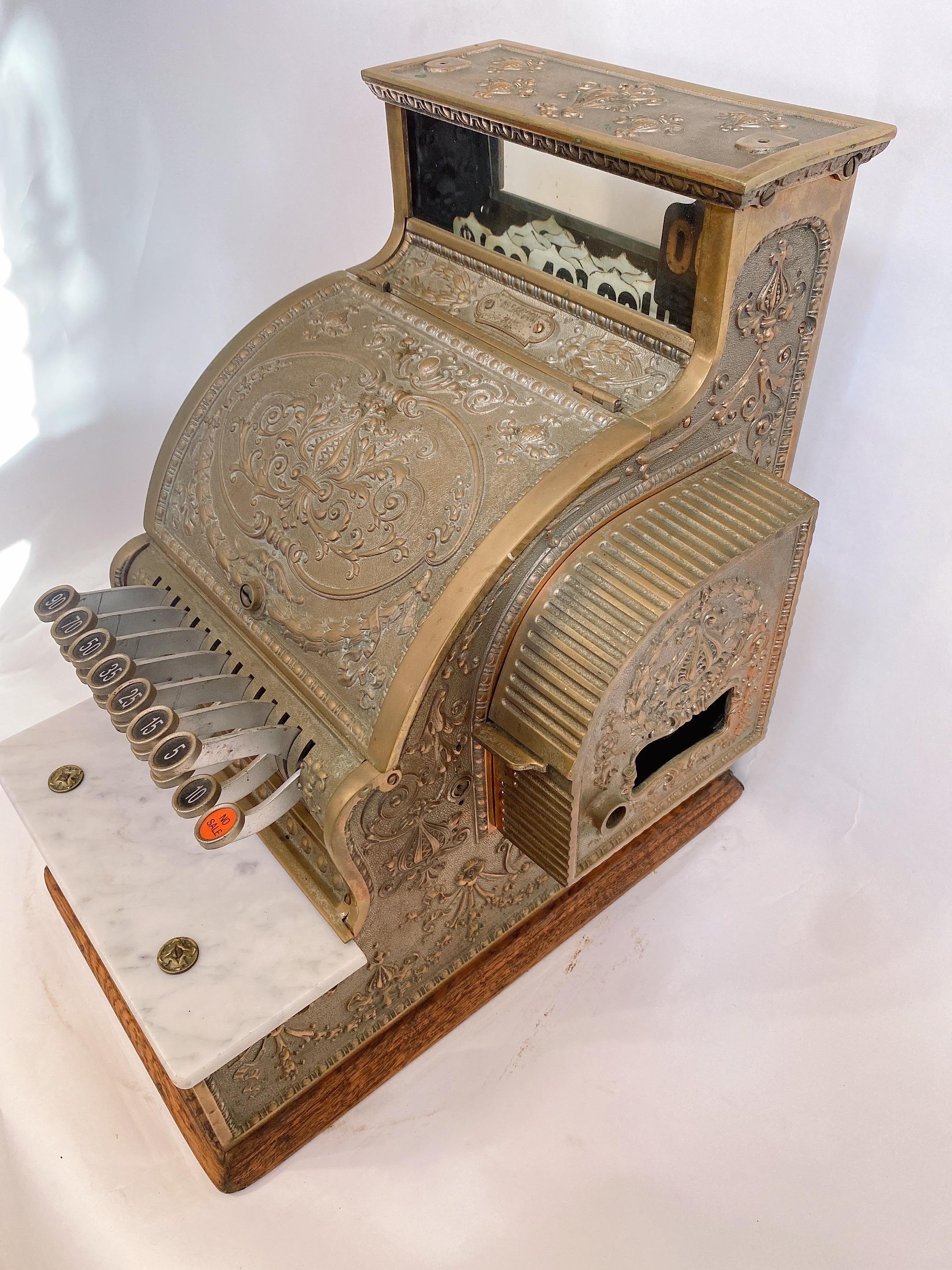 Carved Early 1900s National Brass Cash Register
