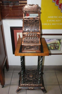 Early 1900s National Cash Register Mod 211 Brass Vintage Candy Register & Stand
