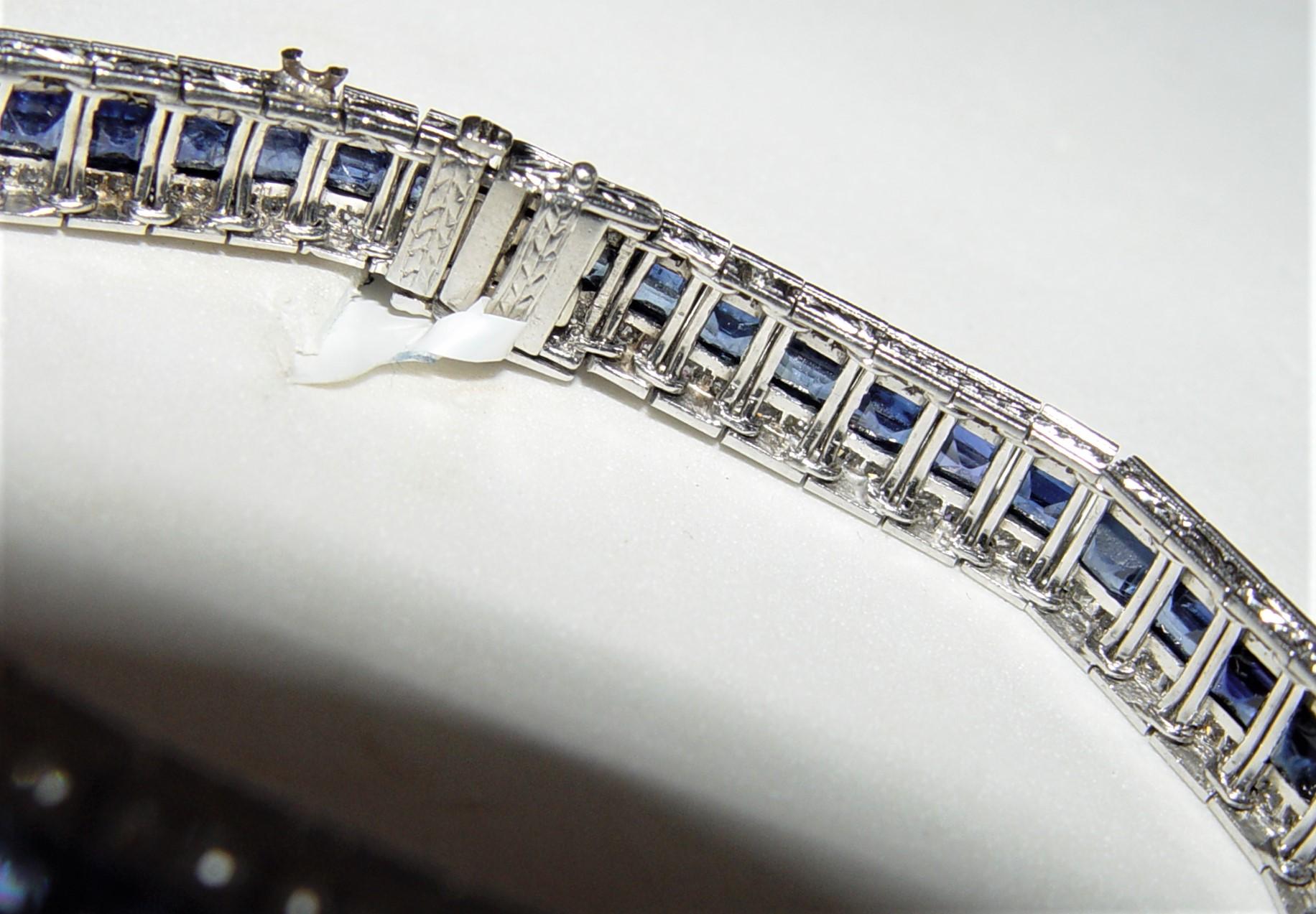 Mixed Cut Early 1900's Natural Sapphire filigree Diamond bracelet 18K 7