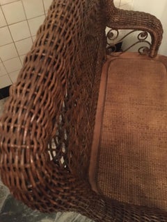 Antique Wicker Heywood Wakefield Settee with Original Natural Finish circa 1900