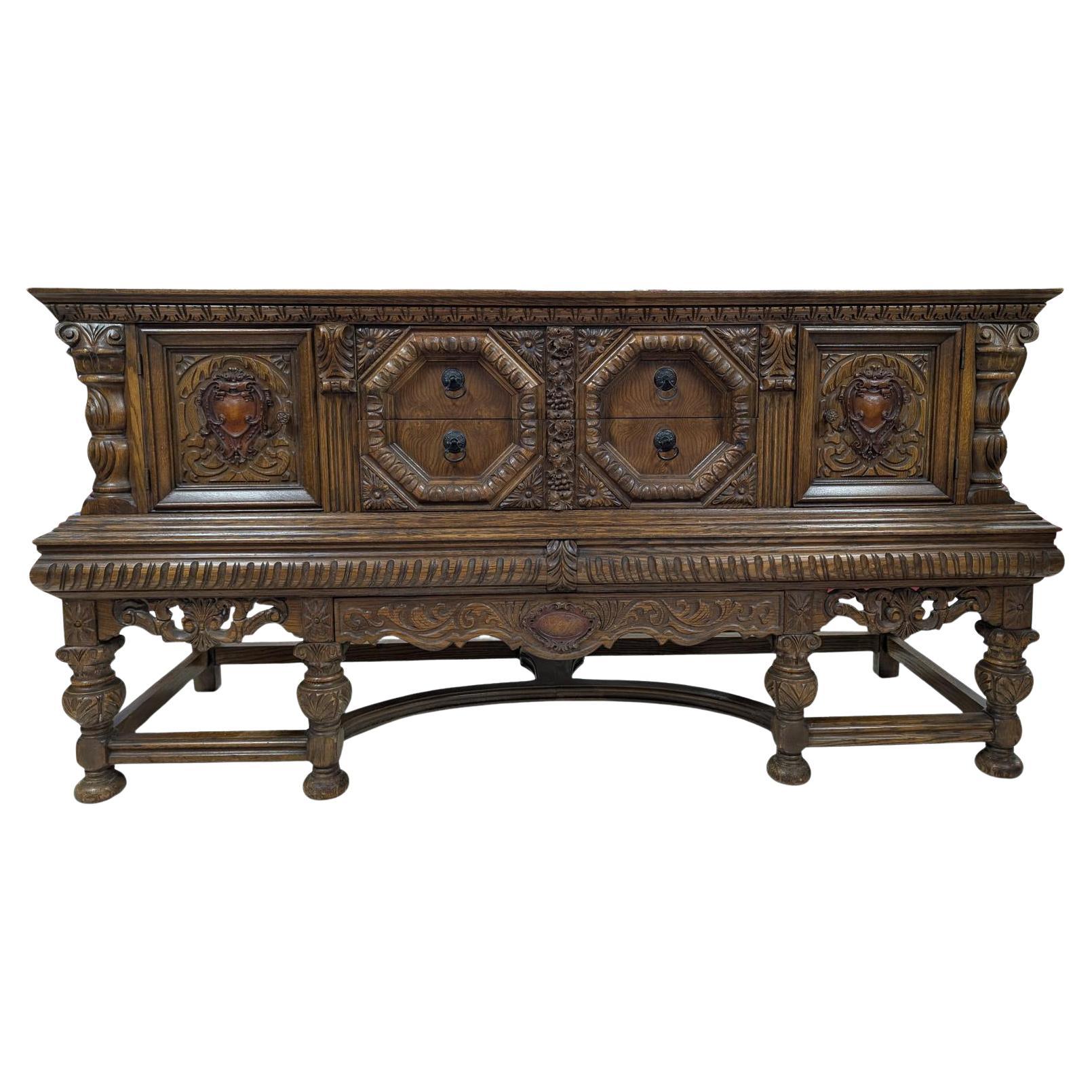 Early 1900’s Oak Renaissance Style Sideboard, Buffet