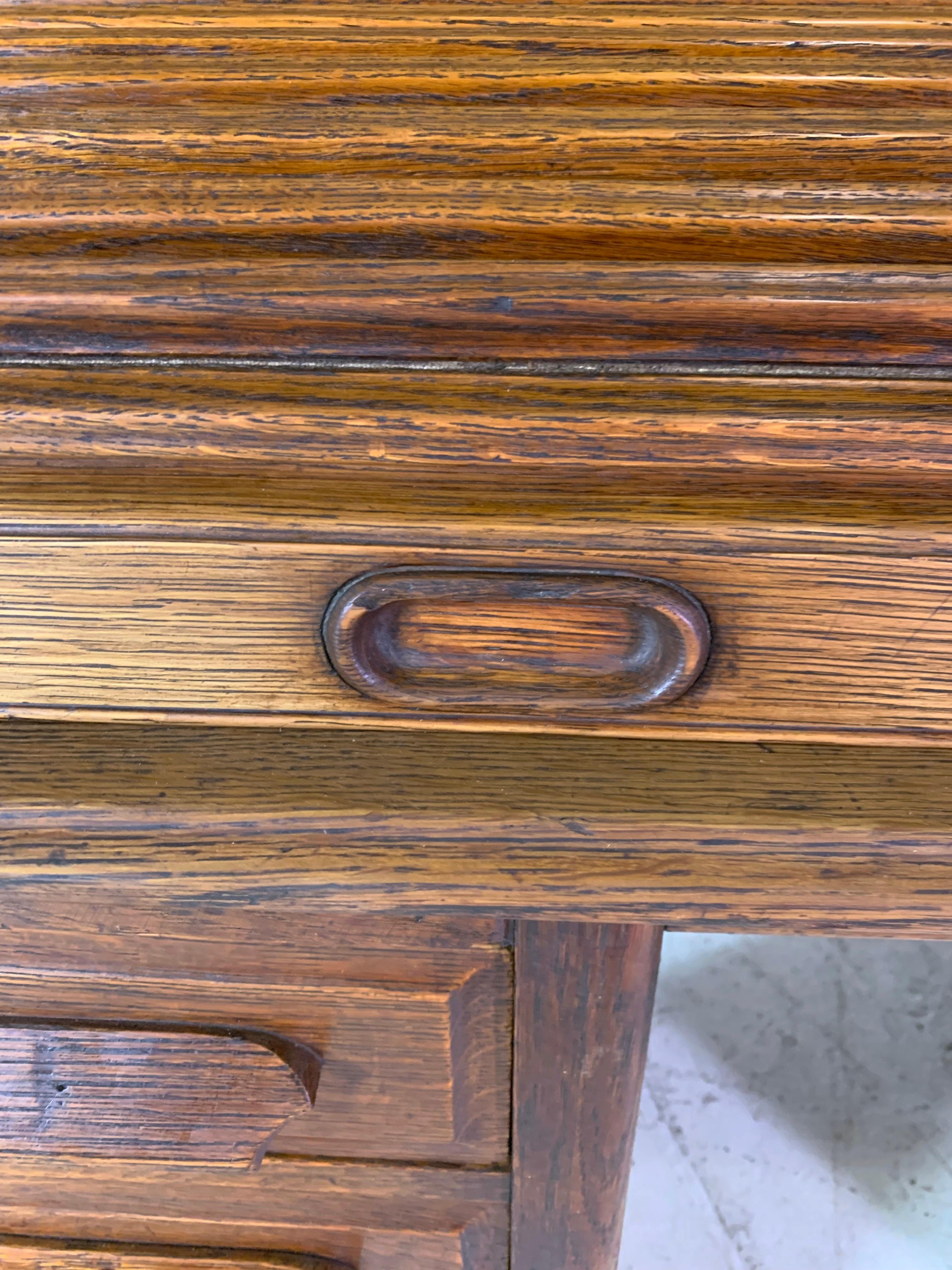 Early 1900s Oak Roll Top Desk Tambour Front Desk Quigley Co 1
