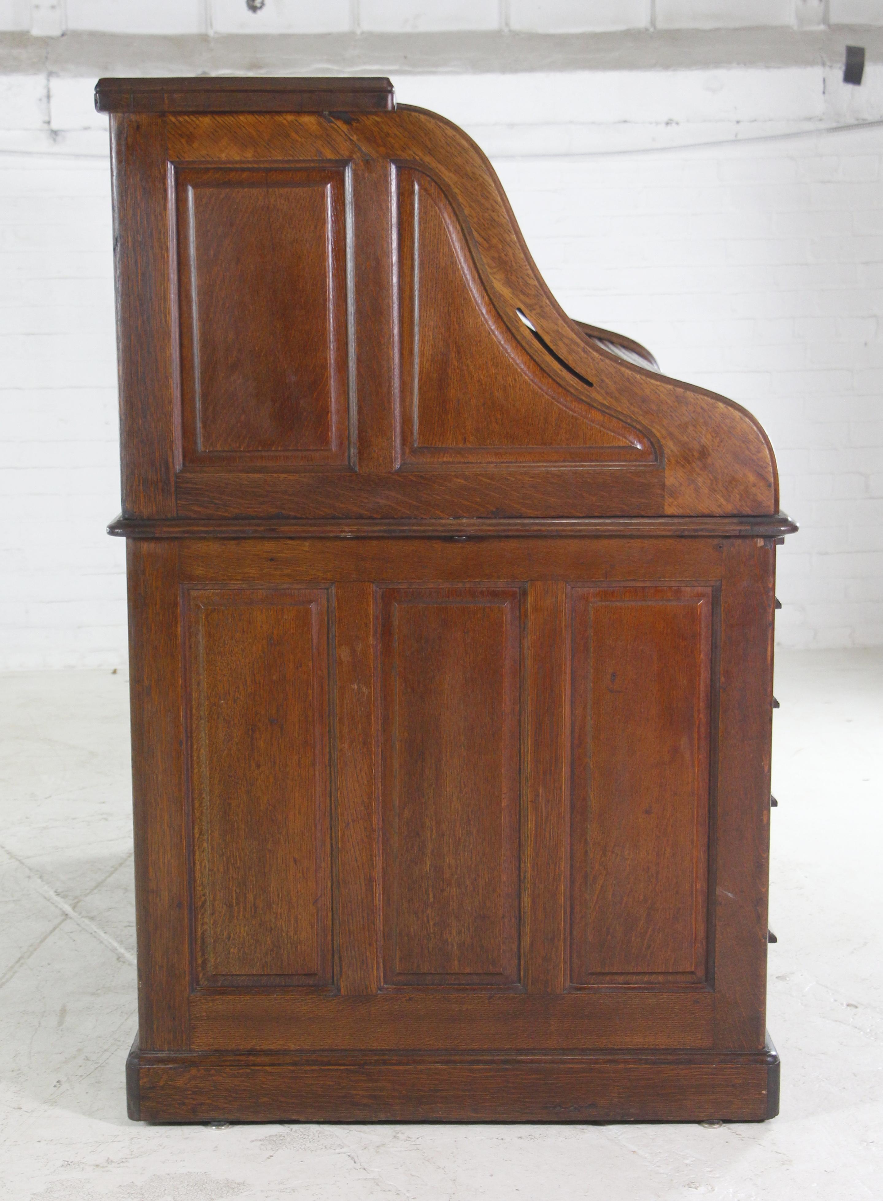 Early 1900s Oak Roll Top Desk Tambour Front Desk Quigley Co 2