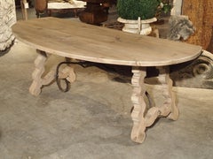 Early 1900s Oval Spanish Drop-Leaf Table with Iron Hardware