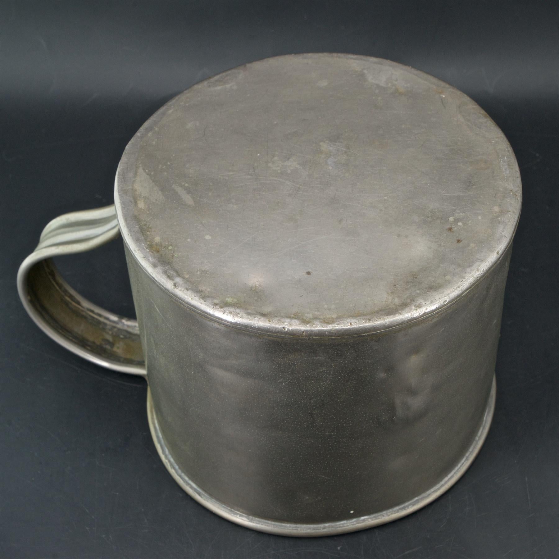 Hand-Crafted Early 1900s Oyster House Gallon Tin Cup Baltimore Rare Chesapeake Antique For Sale