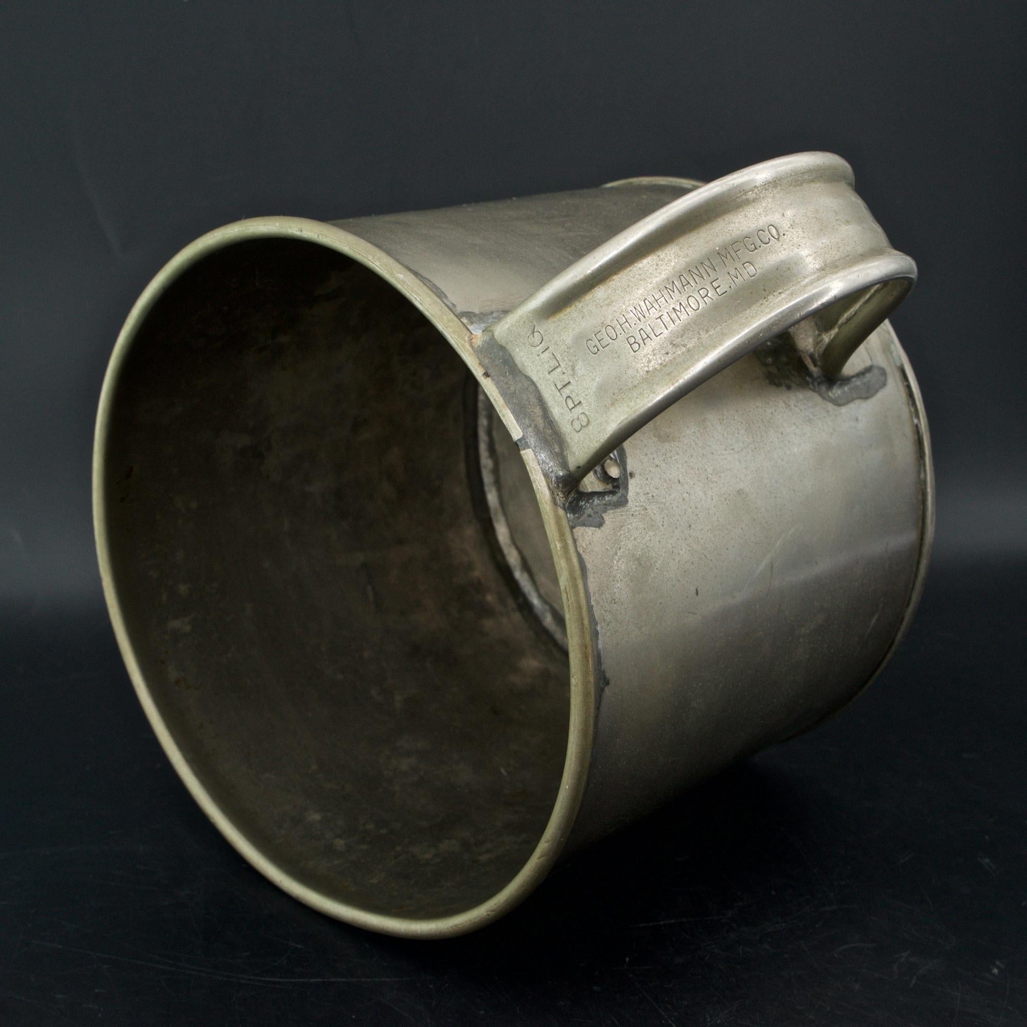 An rare gallon cup for shucked Oyster measurement. Marks: 8 PT. LIQ. GEO. H. WAHMANN MFG. CO. BALTIMORE, M.D.
