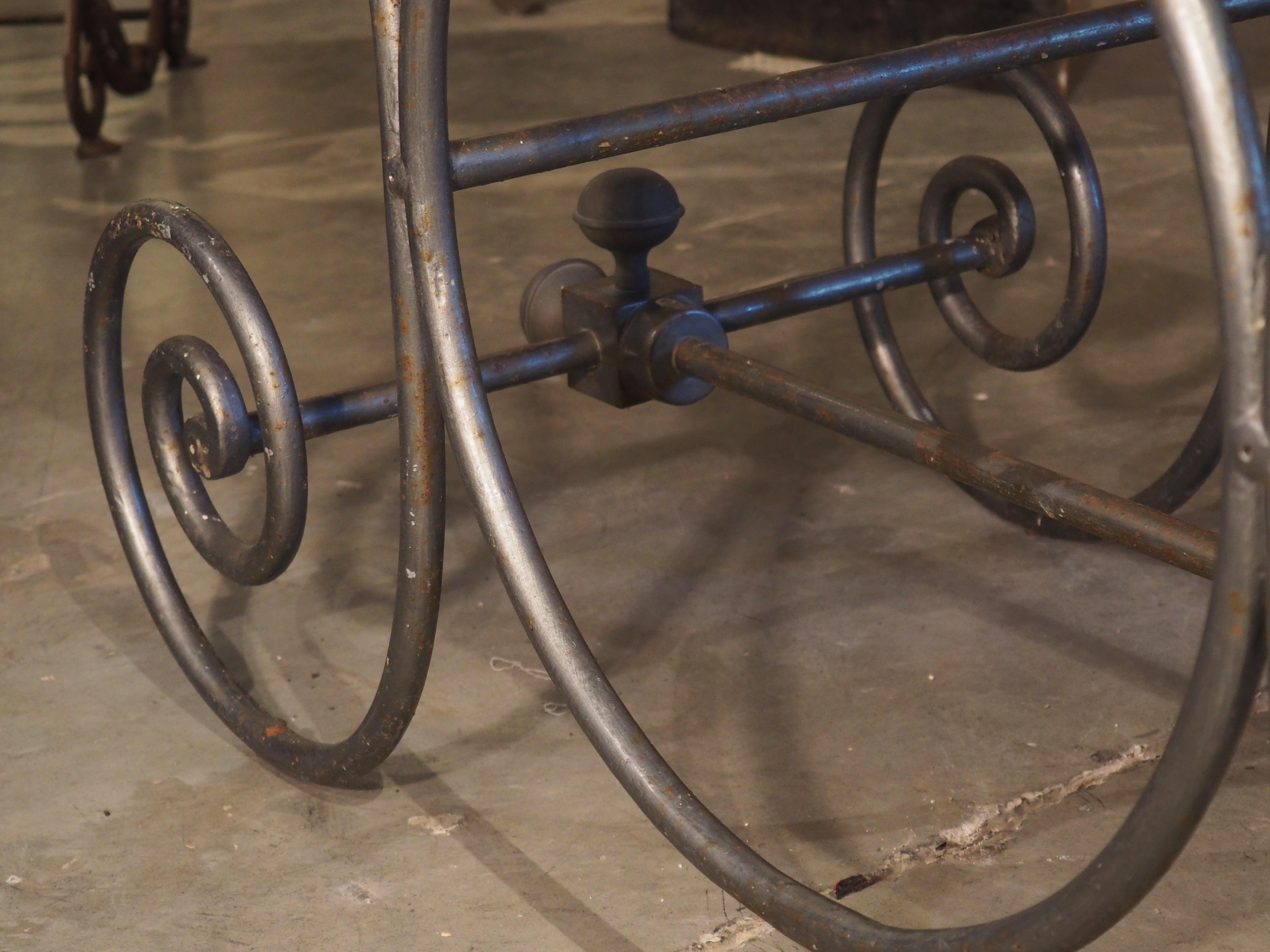 Early 1900s Painted French Iron Pastry Table with Jura Blue Grey Limestone Top 11
