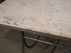 Early 1900s Painted French Iron Pastry Table with Jura Blue Grey Limestone Top