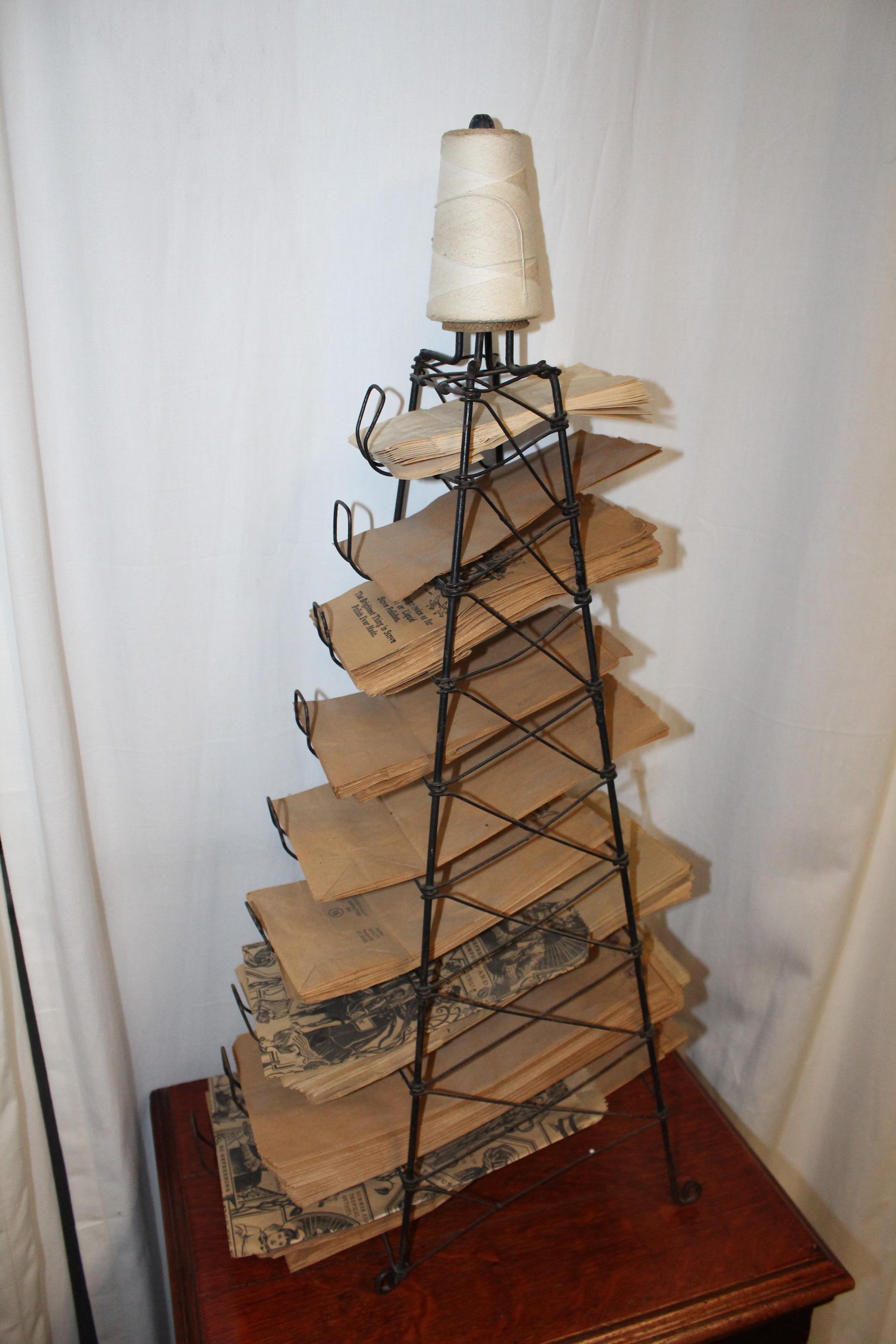 Early 1900s Paper Bag Storage Rack Display For Sale 3