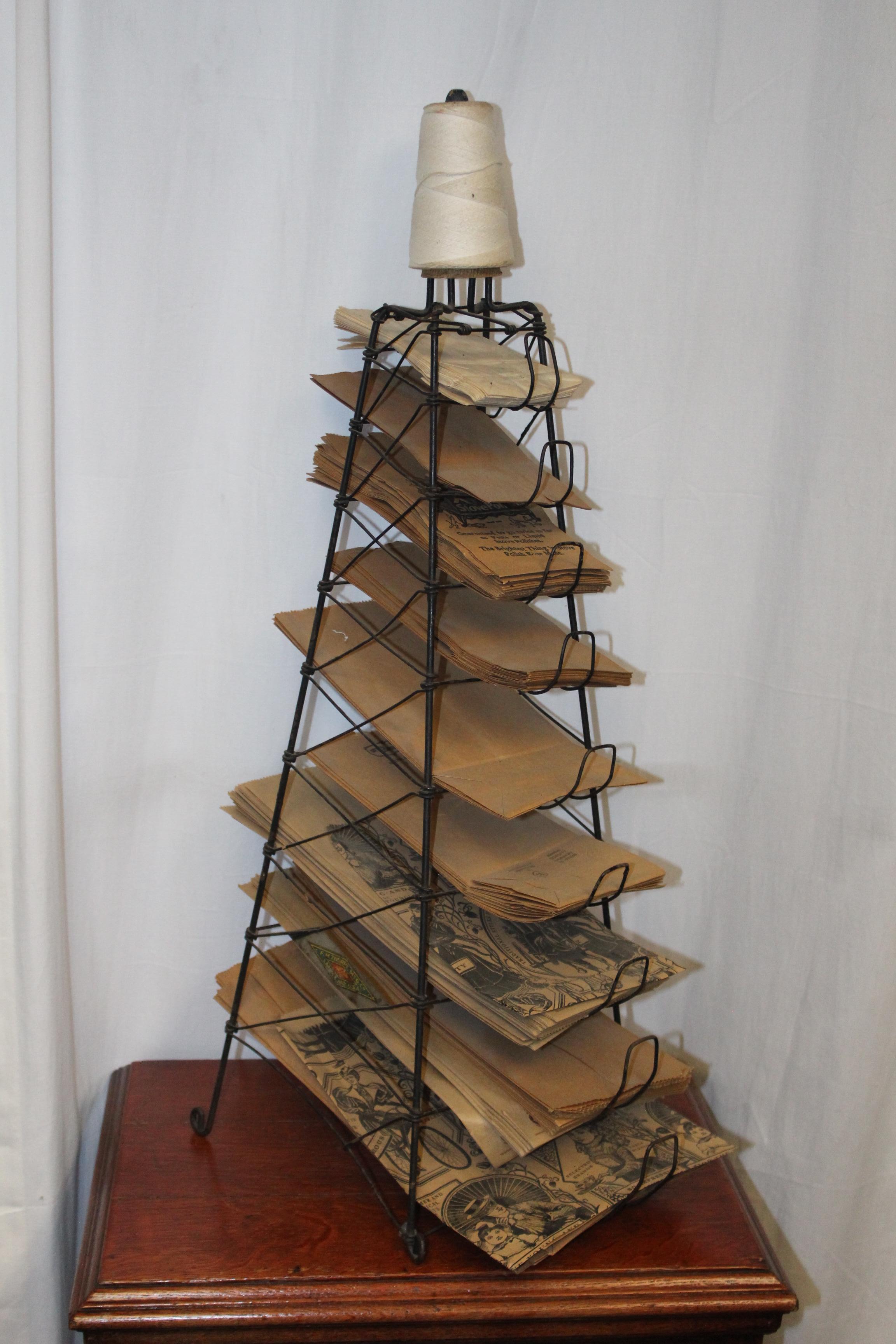 Early 1900s Paper Bag Storage Rack Display For Sale 4
