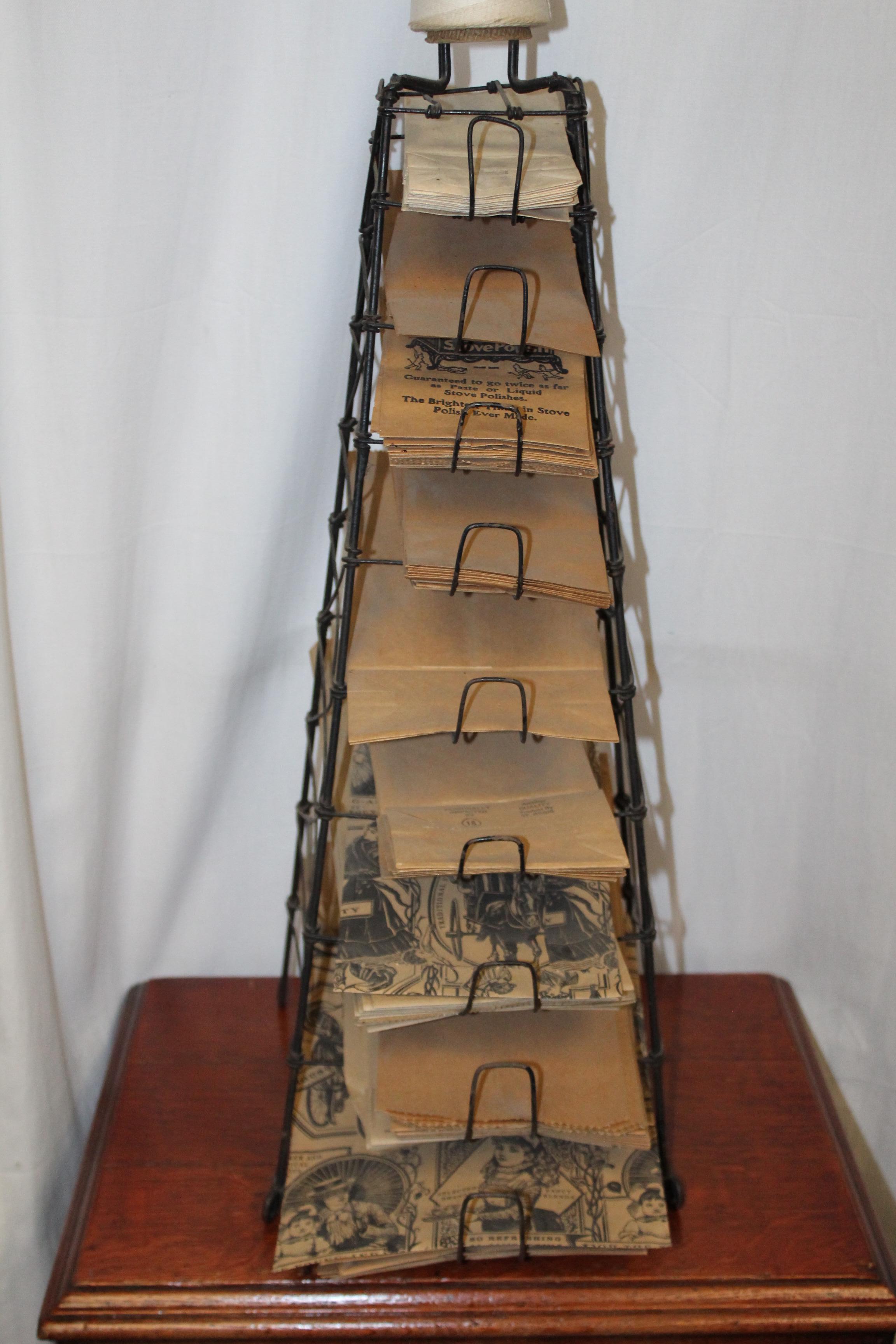 Early 20th Century Early 1900s Paper Bag Storage Rack Display For Sale