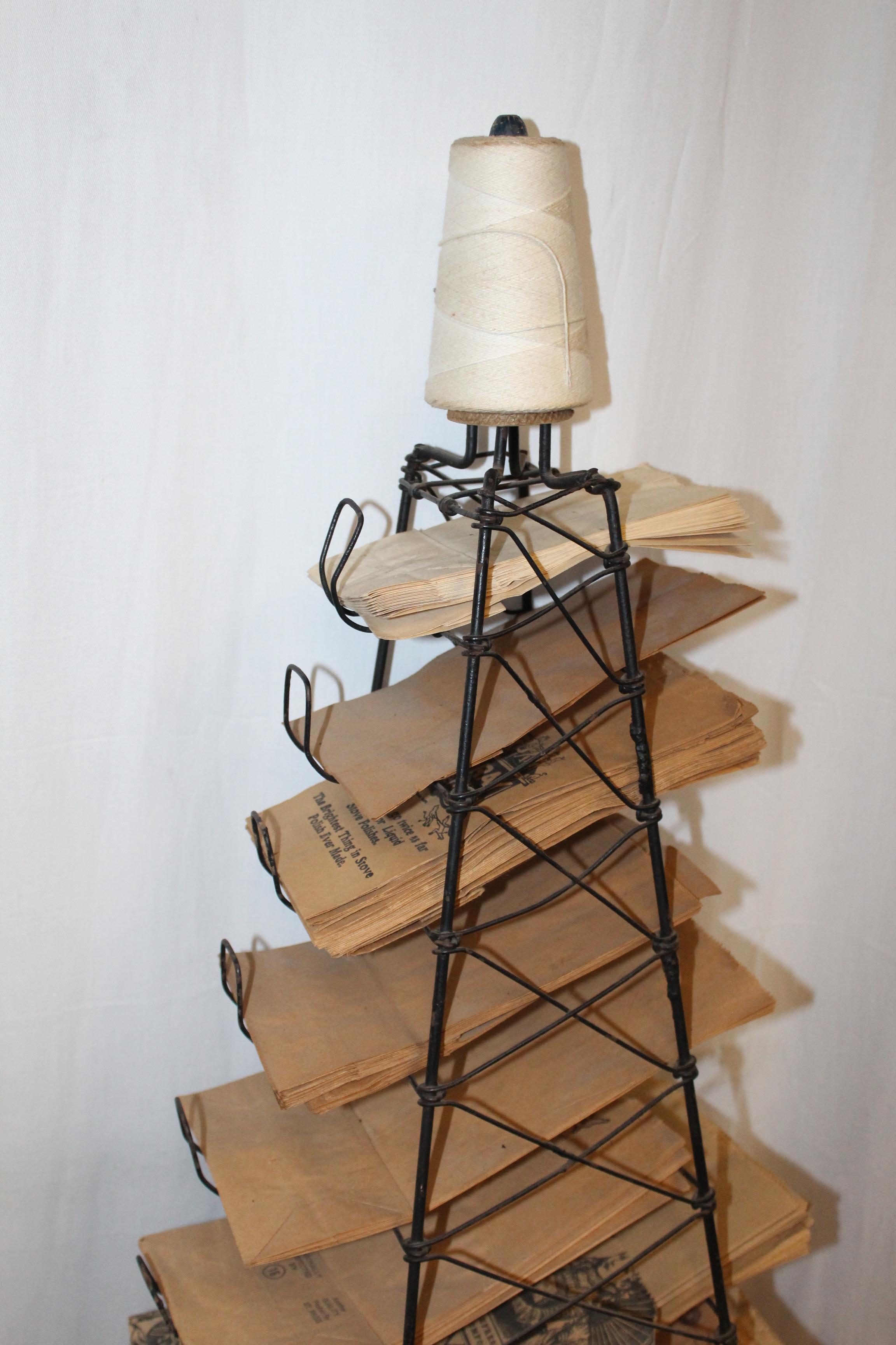 Early 1900s Paper Bag Storage Rack Display For Sale 2