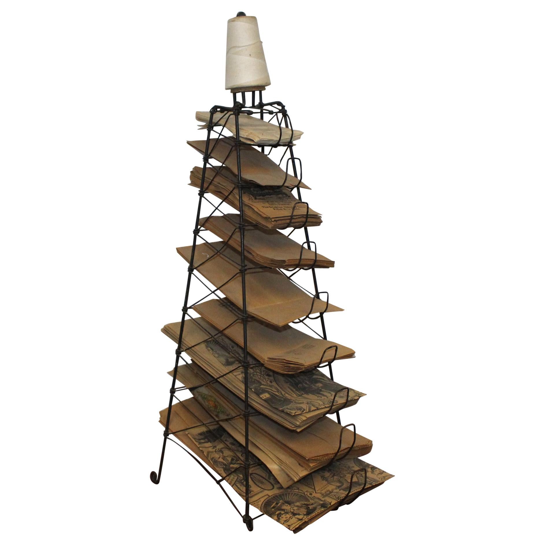 Early 1900s Paper Bag Storage Rack Display For Sale