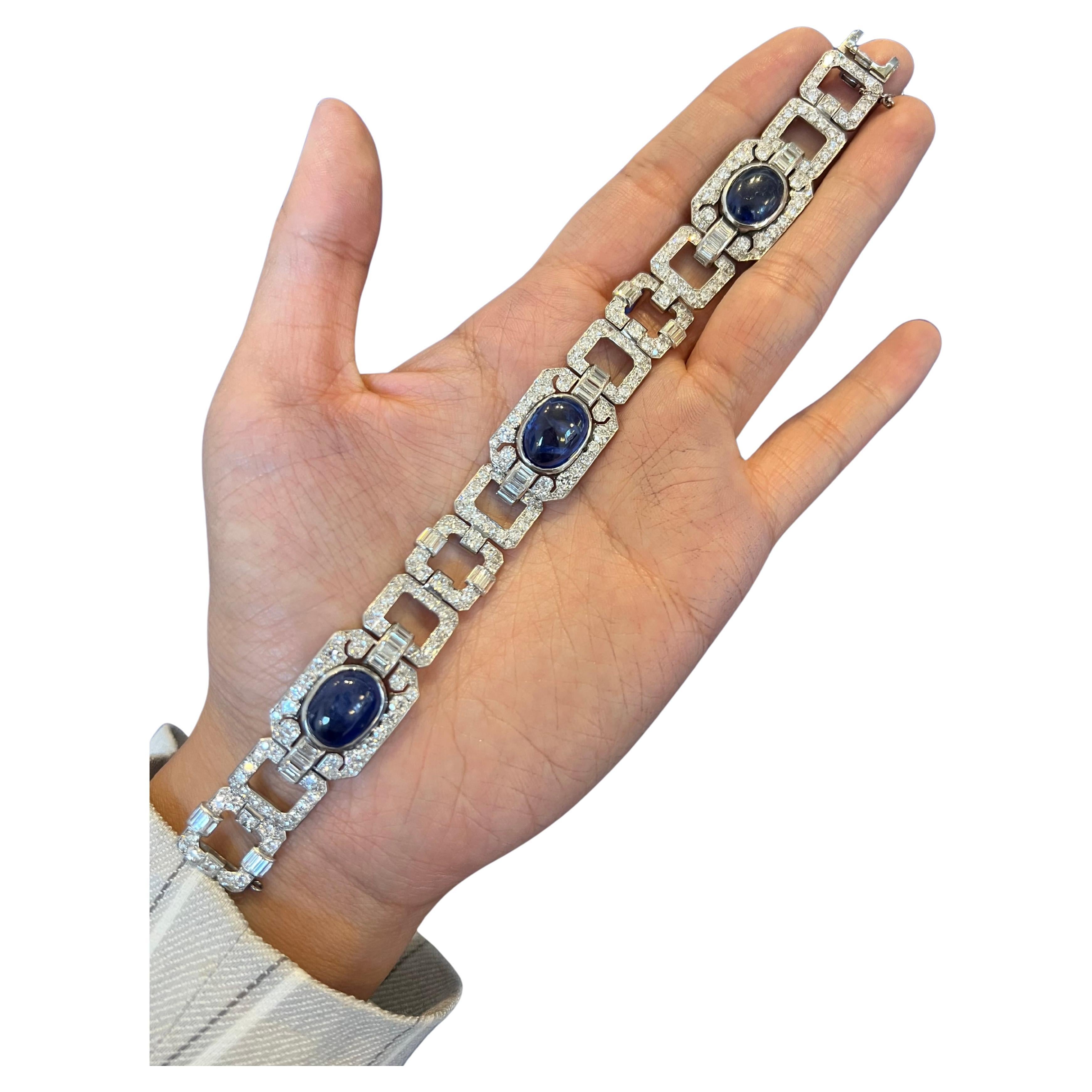 Early 1900s Platinum, Diamond and Sapphire Bracelet For Sale