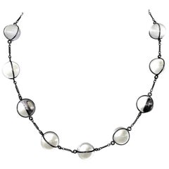 Early 1900s Pools of Light Sterling Silver and Rock Crystal Necklace