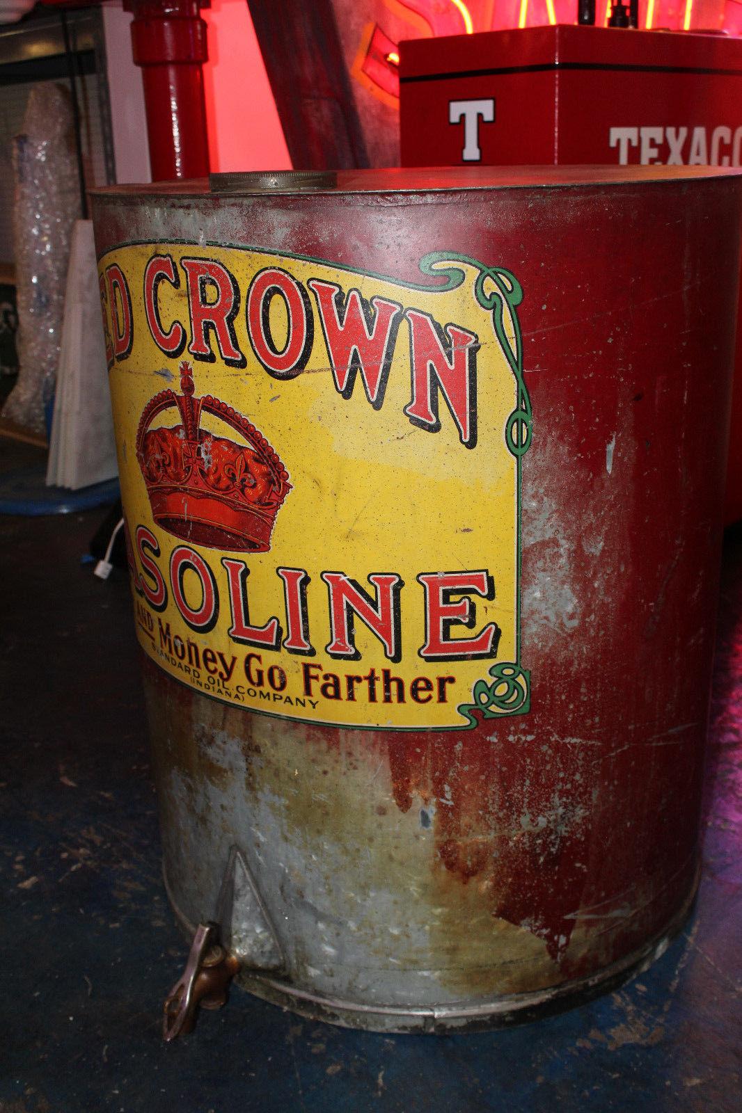 Early 20th Century Early 1900s Red Crown Standard Oil Original Gasoline Barrel For Sale