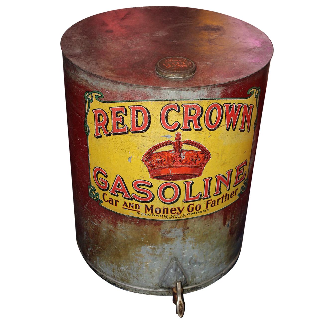 Early 1900s Red Crown Standard Oil Original Gasoline Barrel For Sale