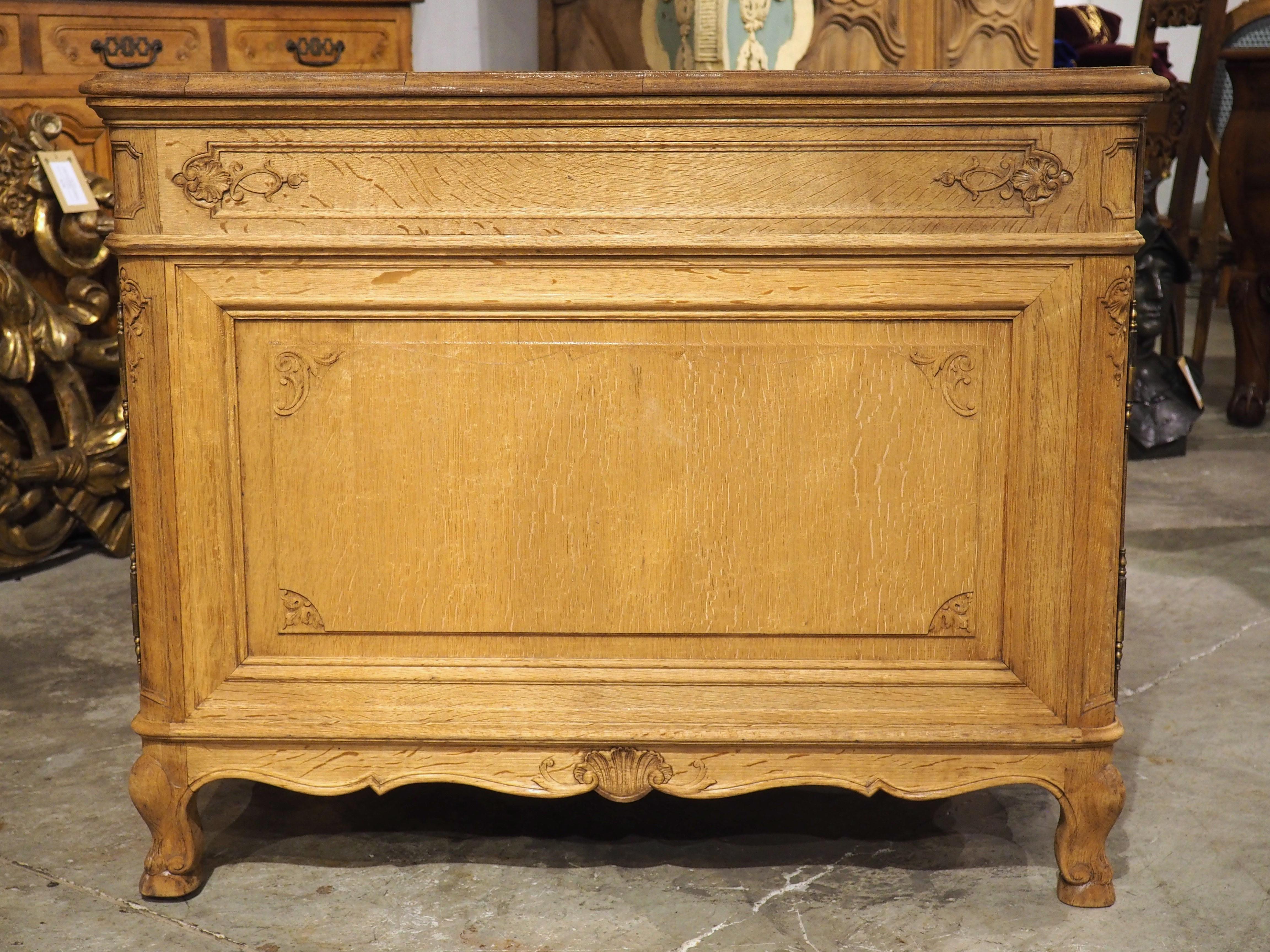 Early 1900s Regence Style Bleached Oak Partners Desk from France In Good Condition For Sale In Dallas, TX