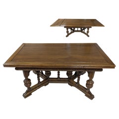 Frühe 1900's Renaissance-Stil Refektorium Esstisch, Eiche, 5-8FT