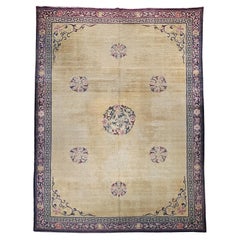 Tapis Agra du début du 20e siècle au design inspiré de l'Art déco en blé, Bourgogne