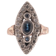 Early 1900's Sapphire and Rose Diamond Cluster Ring