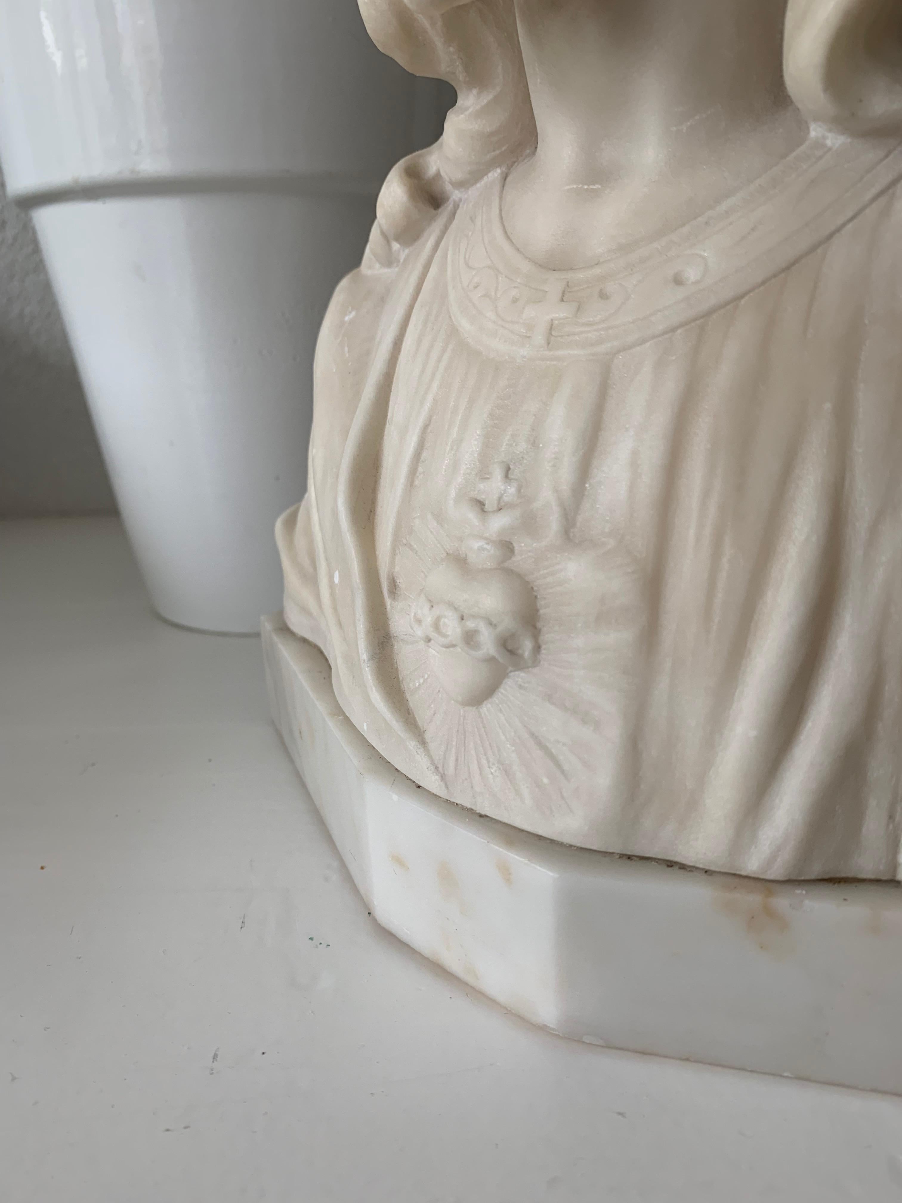 Early 1900s Signed Marble Sculpture / Bust of Jesus Christ on an Art Deco Base In Excellent Condition In Lisse, NL