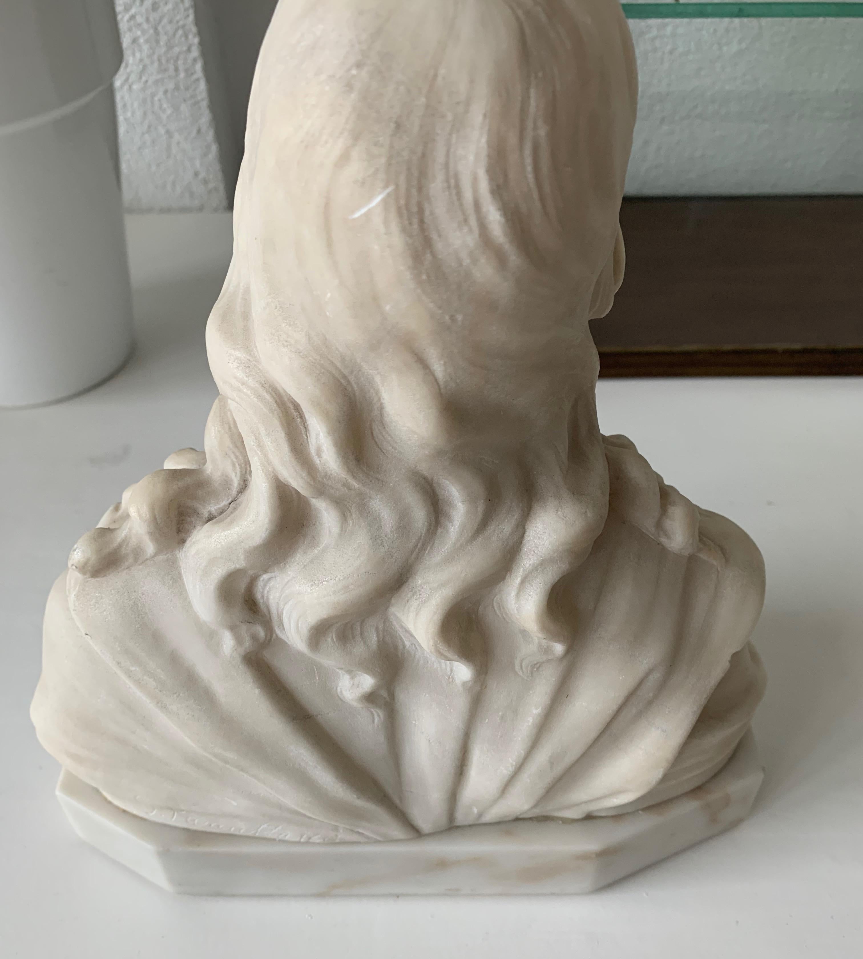 20th Century Early 1900s Signed Marble Sculpture / Bust of Jesus Christ on an Art Deco Base