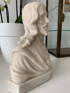 Early 1900s Signed Marble Sculpture / Bust of Jesus Christ on an Art Deco Base