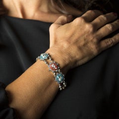 Early 1900s Silver Bracelet with Micromosaics