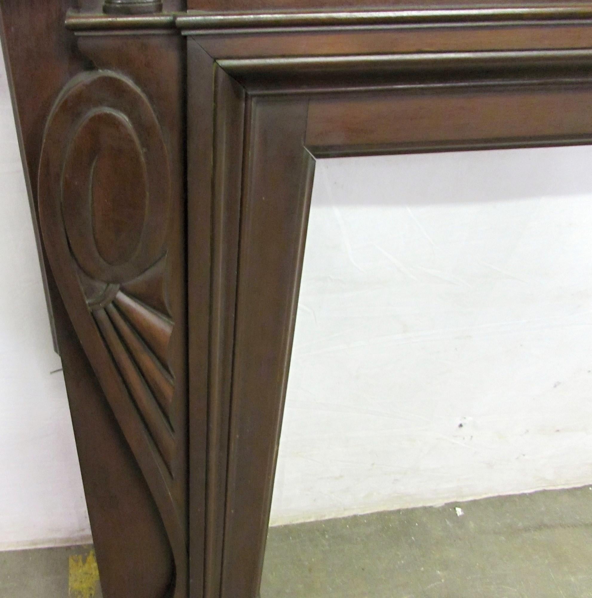 North American Early 1900s Solid Mahogany Federal Style Mantel