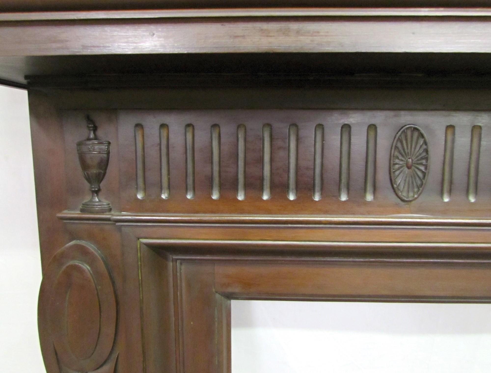 20th Century Early 1900s Solid Mahogany Federal Style Mantel