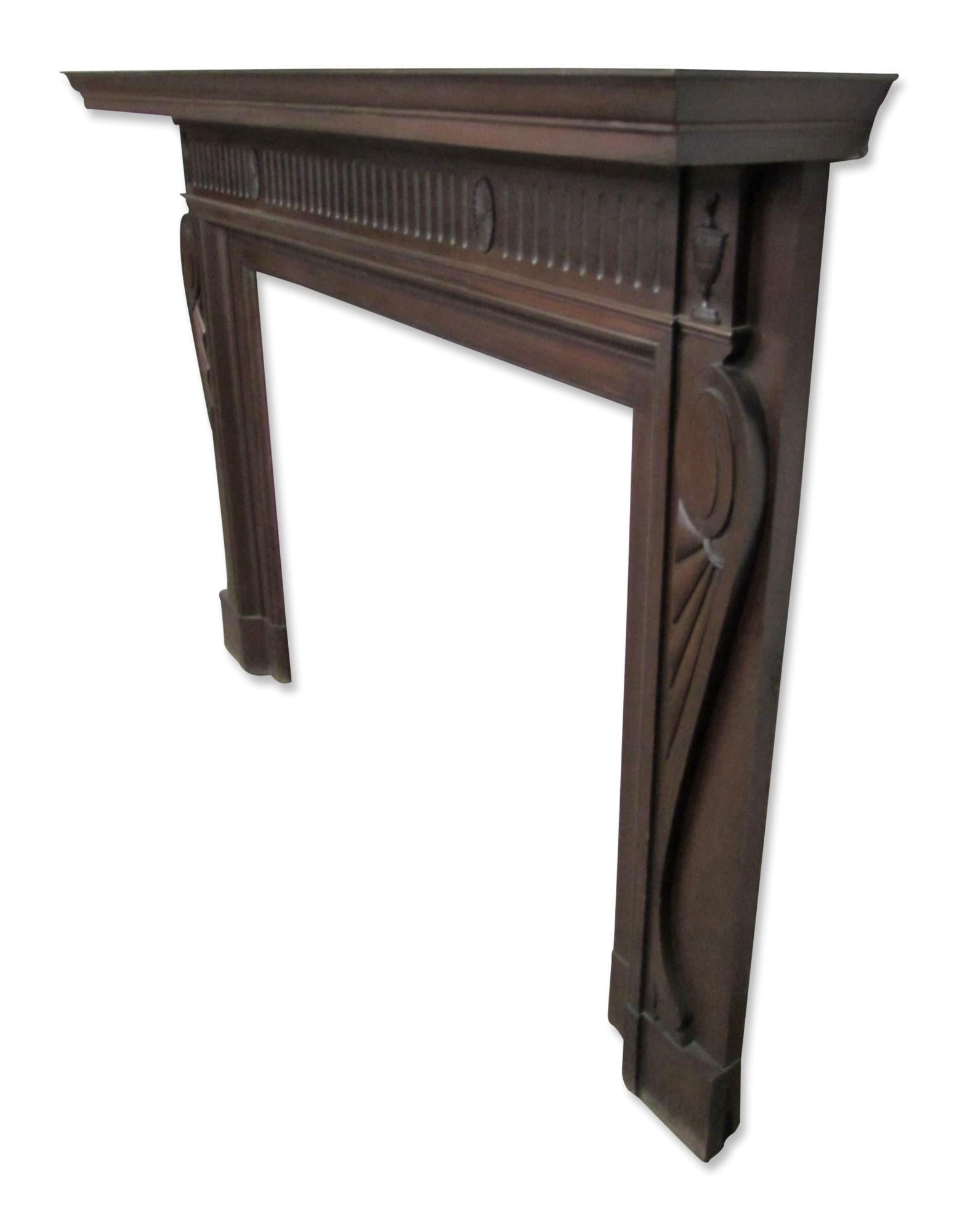Early 1900s Solid Mahogany Federal Style Mantel 1