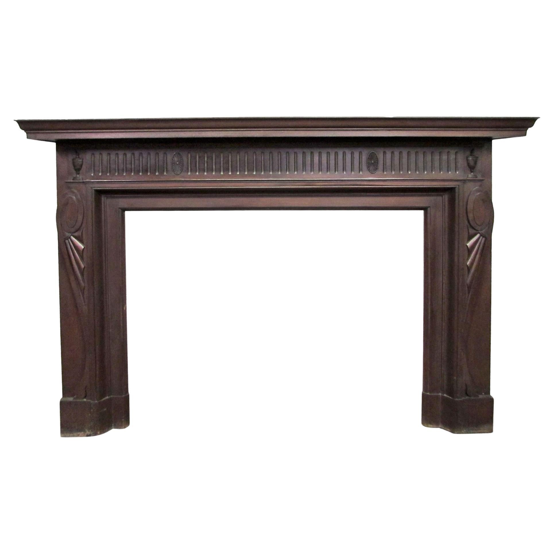 Early 1900s Solid Mahogany Federal Style Mantel