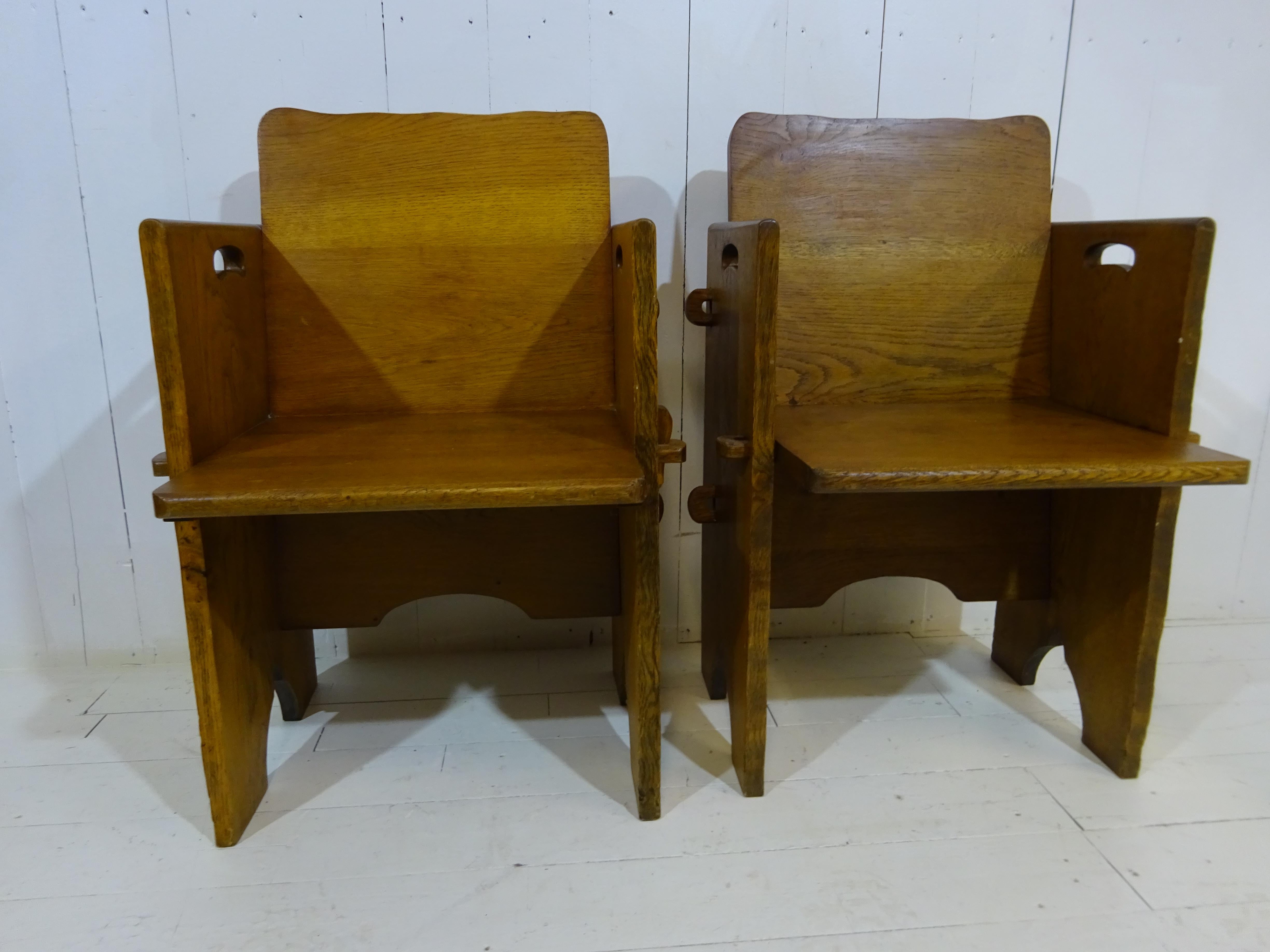 Early 1900's Solid Oak Hand Crafted Altar Chair 3