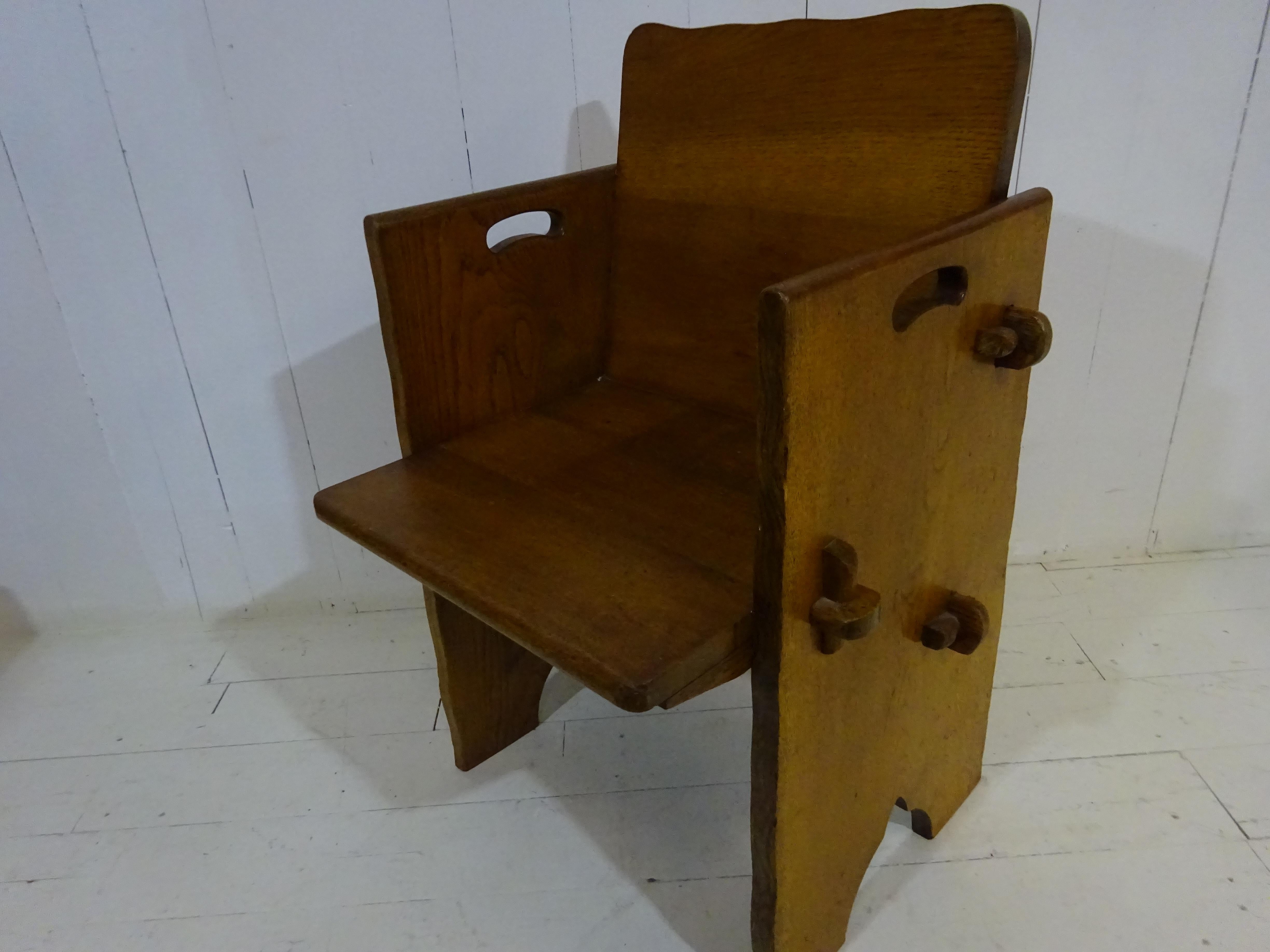 Early 1900's Solid Oak Hand Crafted Altar Chair In Good Condition In Tarleton, GB
