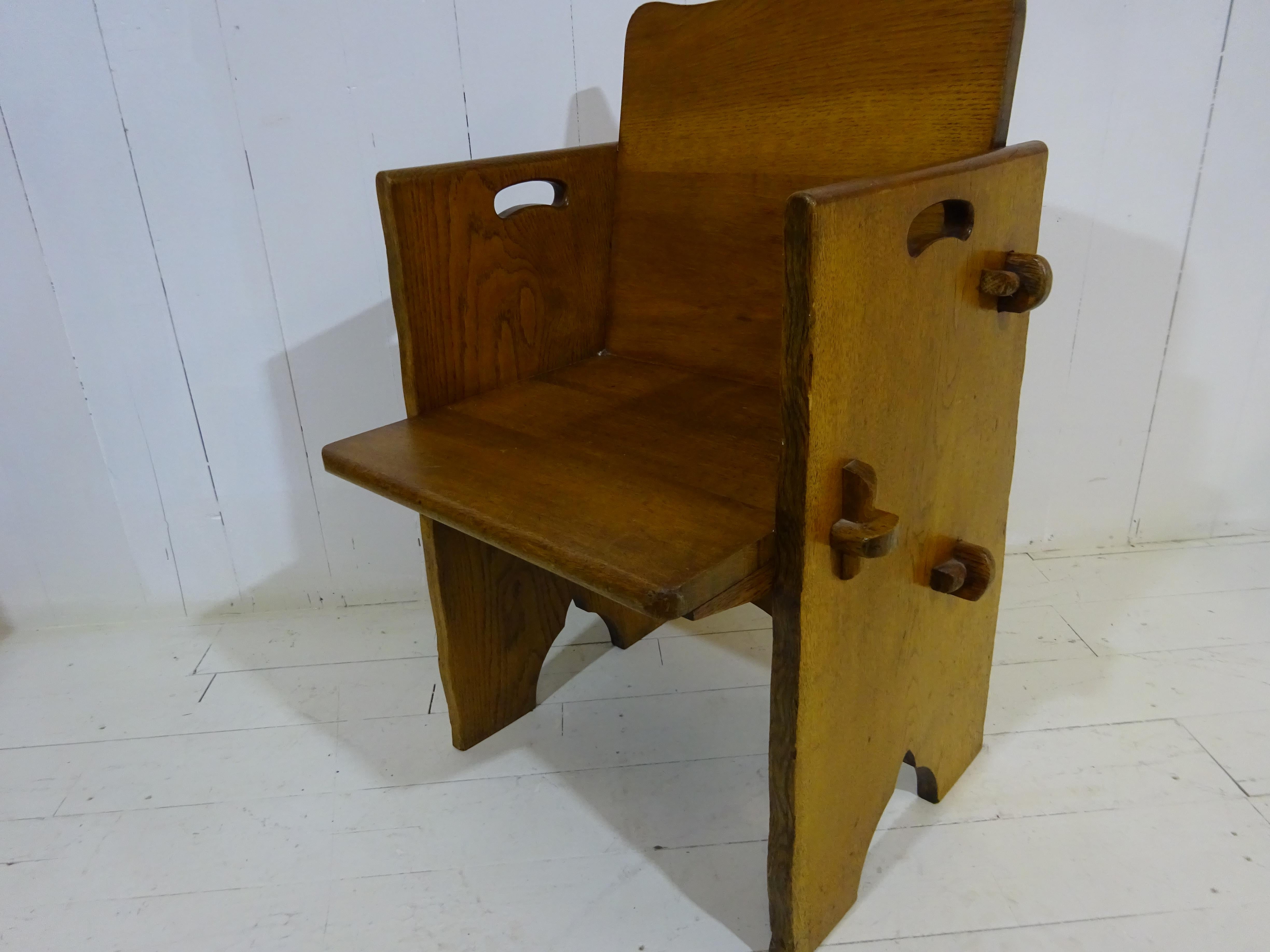 Early 20th Century Early 1900's Solid Oak Hand Crafted Altar Chair