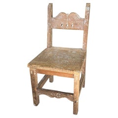Frühe 1900er Spanisch Rustikale Antike Hand geschnitzt Wood Child's Chair - Spanien