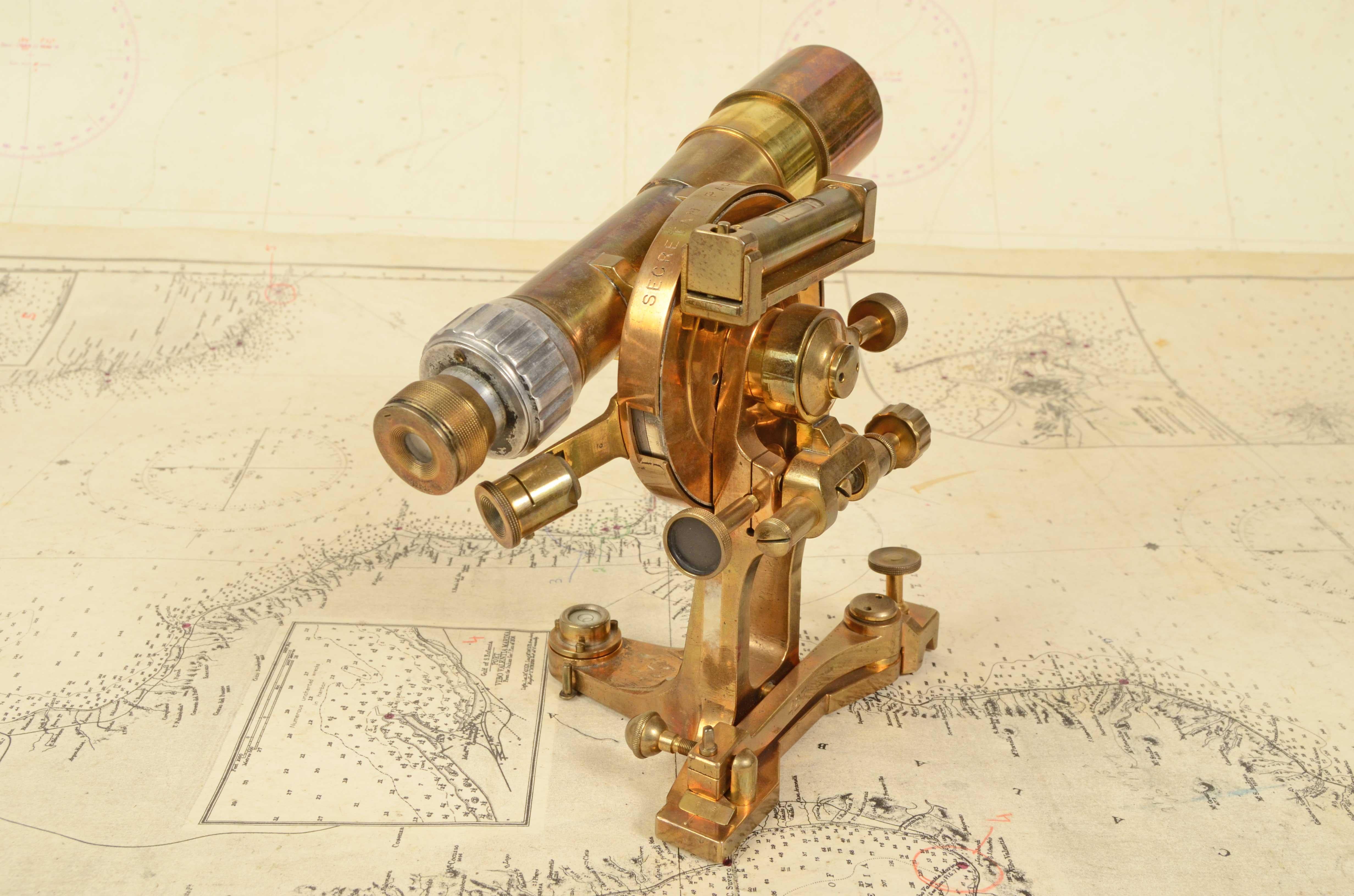 Brass Early 1900s Telescope Diopter Praetorian Tablet Secretan Paris Antique Surveyor