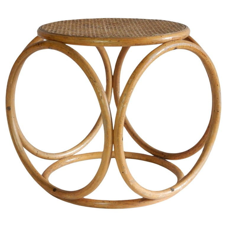 Early 1900's Thonet Bent Rattan and Wicker Stool For Sale at 1stDibs
